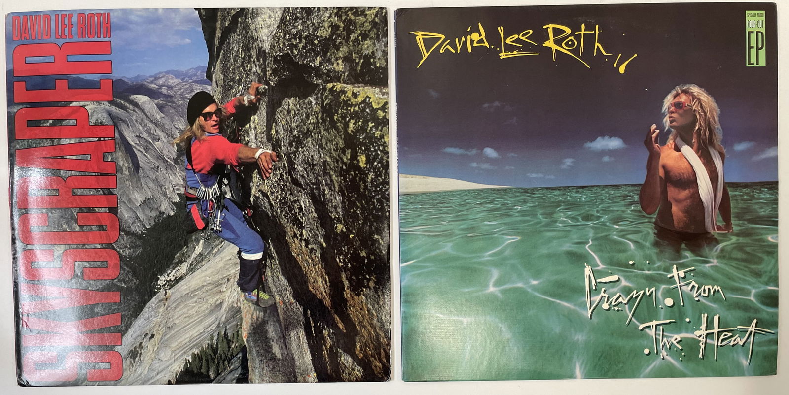 (2) DAVID LEE ROTH Record Albums: Albums included: Skyscraper, Crazy from the Heart. Records will all come in their original jackets and most with the original paper sleeves inside. All show only light use.