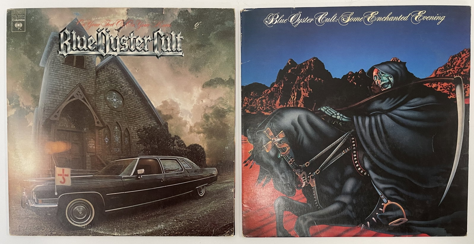 (2) BLUE OYSTER CULT Record Albums: Albums included: Some Enchanted Evening, On Your Feet or On Your Knees. Records will all come in their original jackets and most with the original paper sleeves inside. All show only light use.