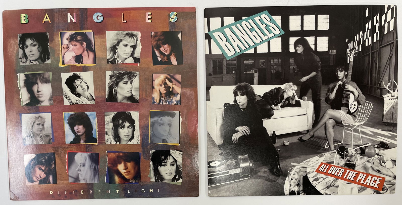 (2) BANGLES Record Albums: Albums included: Different Light, All Over the Place. Records will all come in their original jackets and most with the original paper sleeves inside. All show only light use.