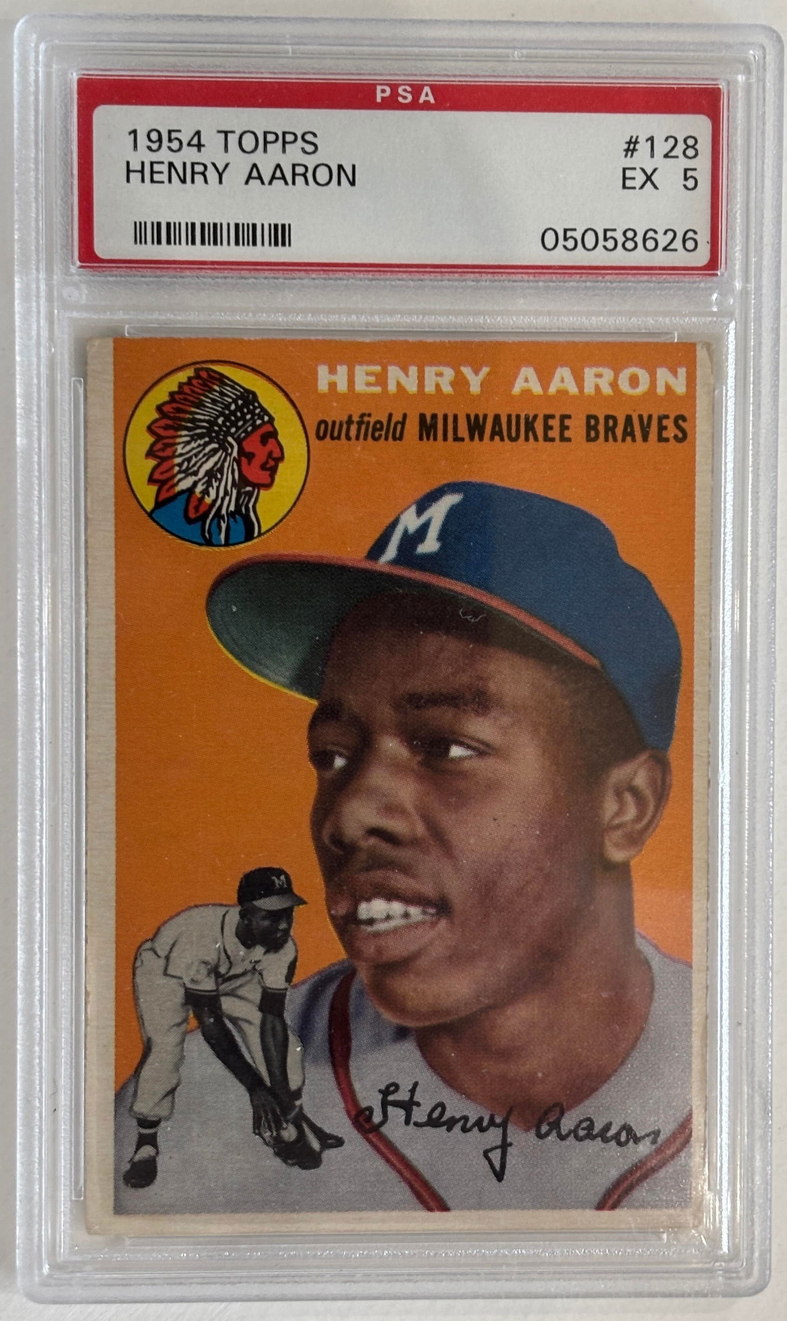 1954 Topps #128 Hank Aaron Rookie Baseball Card PSA Ex 5 (1 of 2)