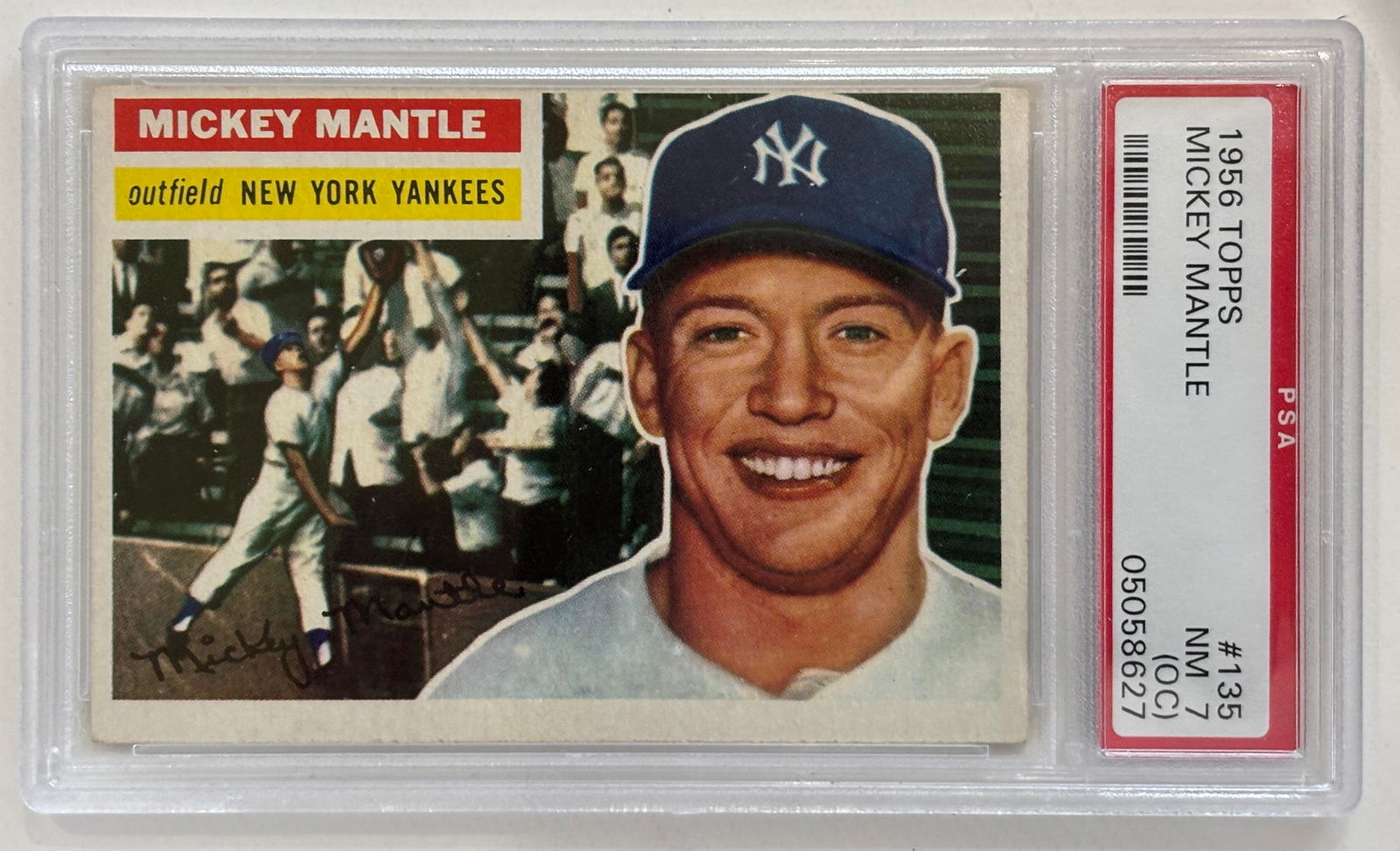 1956 Topps #135 Mickey Mantle Baseball Card PSA 7 (OC) NRMT (1 of 2)