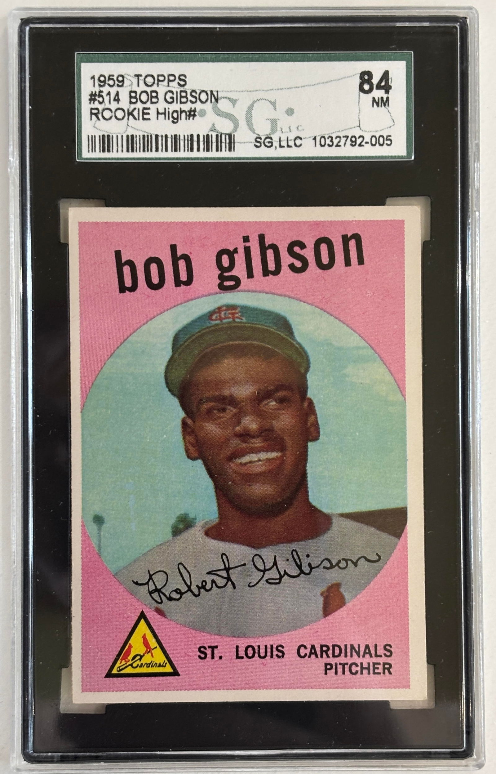 1959 Topps #514 Bob Gibson Rookie Baseball Card SGC 84 7 Near Mint - High Number (1 of 2)
