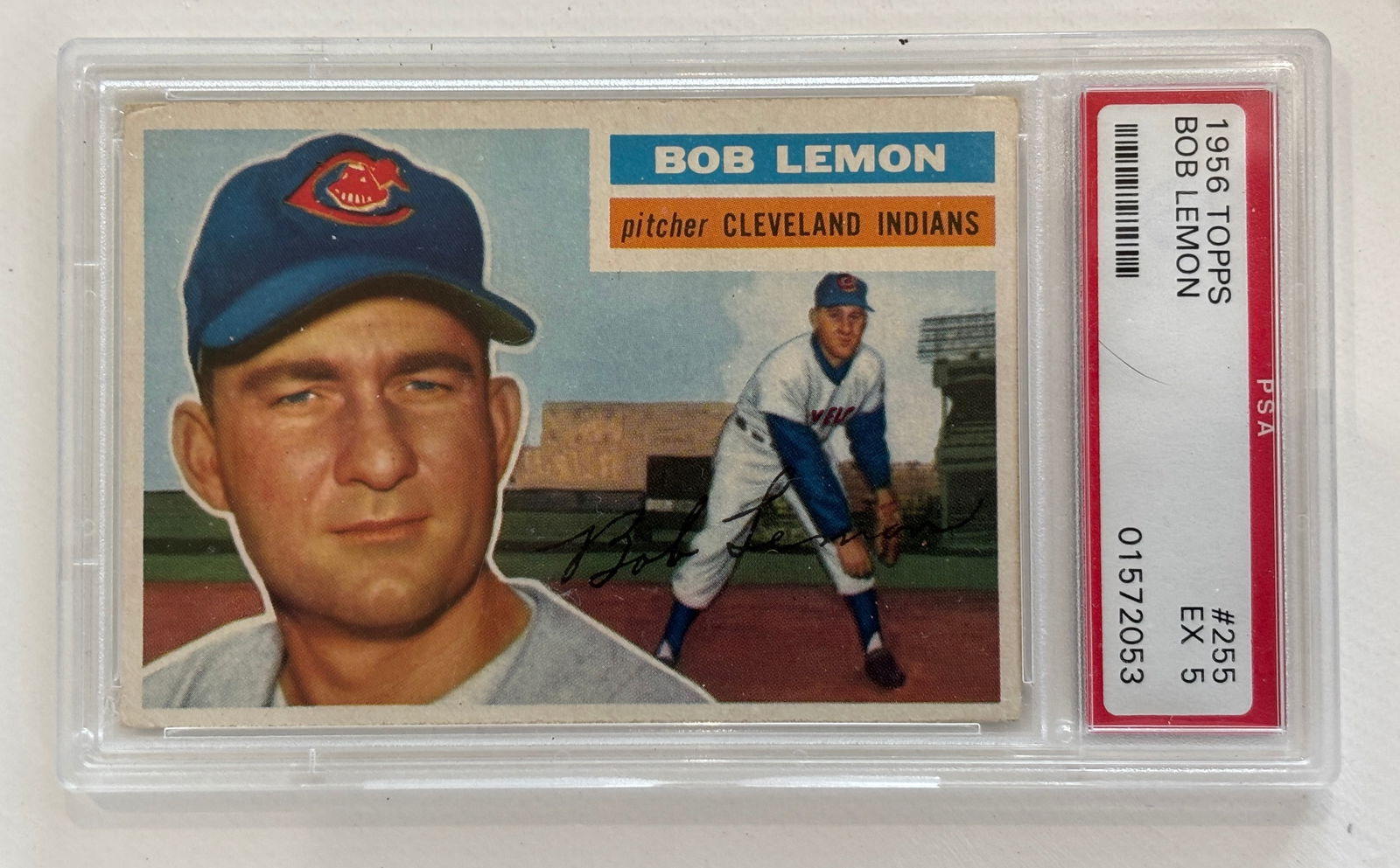 1956 Topps #255 Bob Lemon Baseball Card PSA 5 EX (1 of 2)