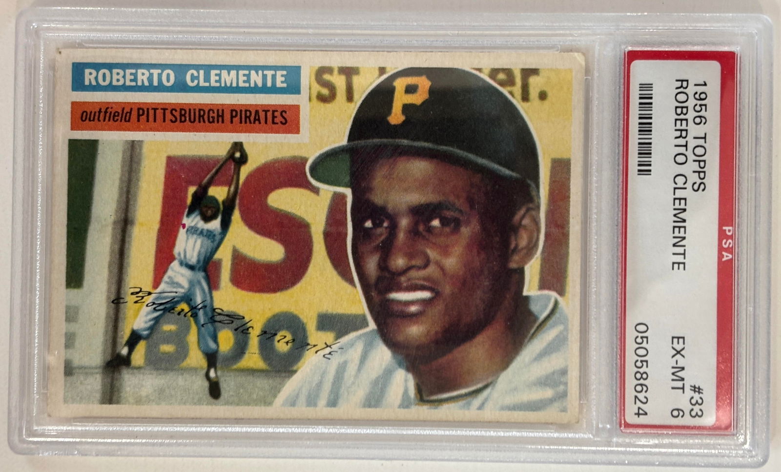 1956 Topps #33 Roberto Clemente #33 PSA 6 EX-MT (1 of 2)