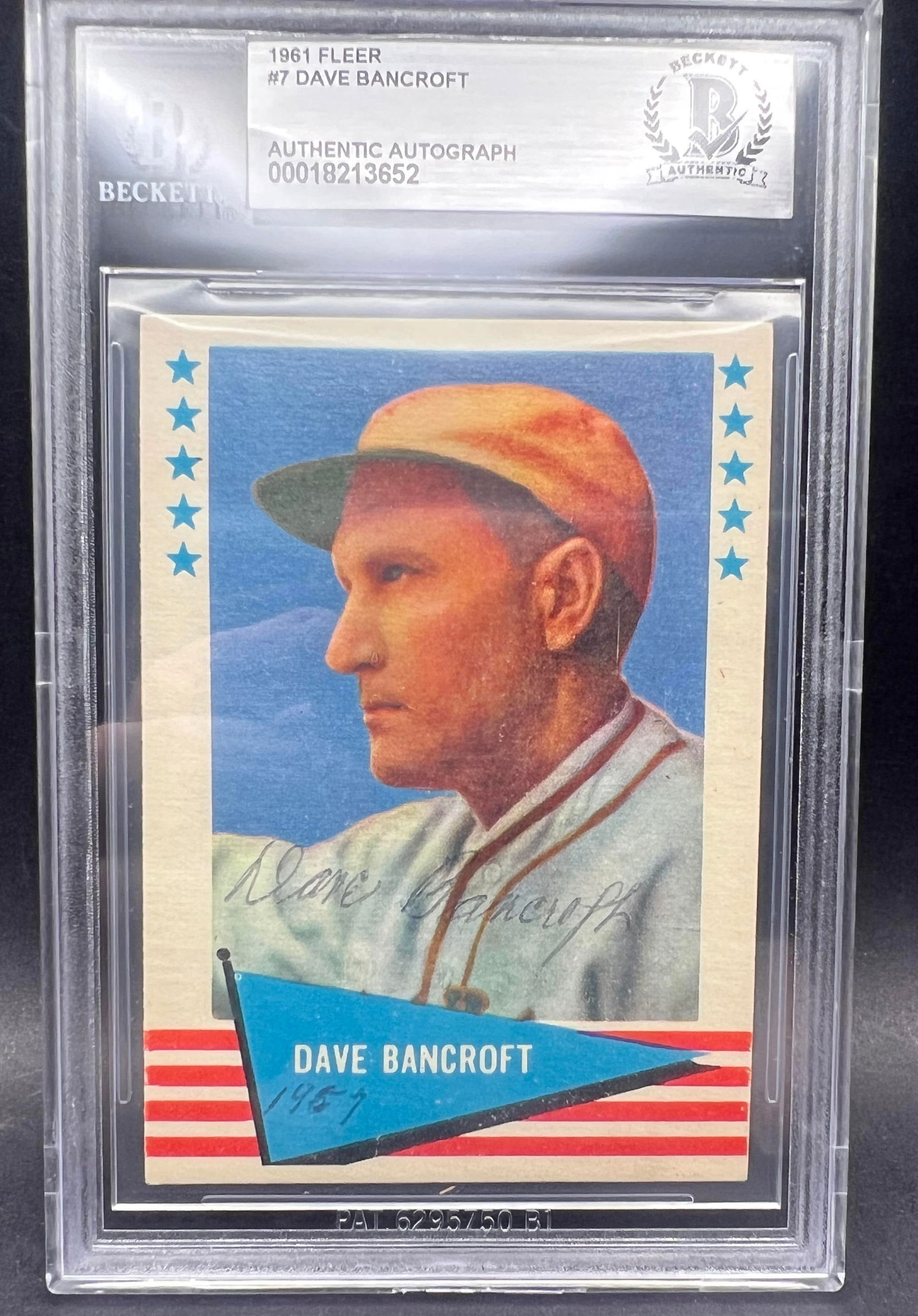 1961 Fleer Dave Bancroft (D. 1972) Signed Autographed Baseball Card Beckett BAS (1 of 3)