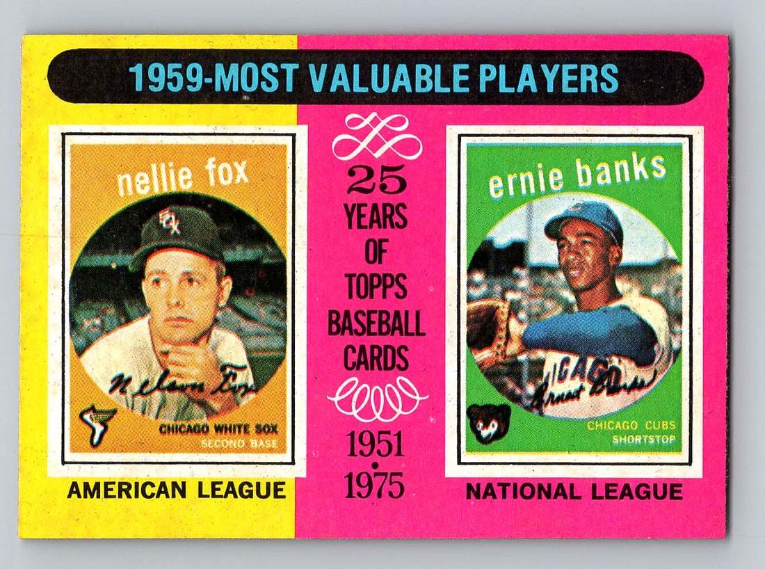 1975 Topps Ernie Banks Nellie Fox MVP Baseball Card - MINT - MINI Test Version (1 of 2)