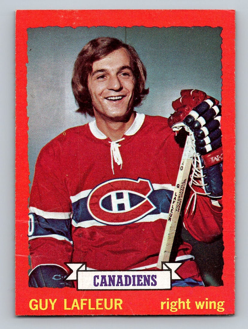 1973 Topps Guy Lafleur Hockey Card - G/VG: Ignore any shipping charges that you see before bidding.We have a low cost shipping option for trading cards. If you want first class shipping in an envelope, it is only $1.50. We can ship up to 3 sta