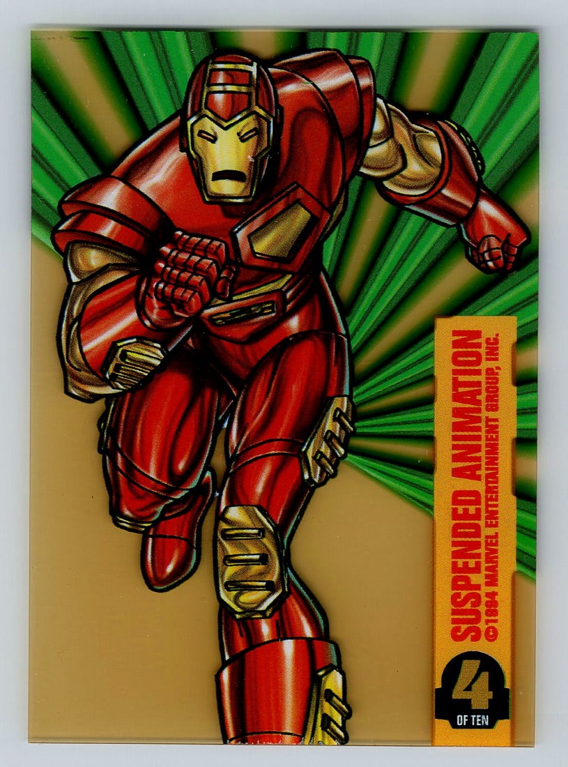 1994 Marvel Universe Suspended Animation Iron Man Insert Card #4 - MINT (1 of 2)