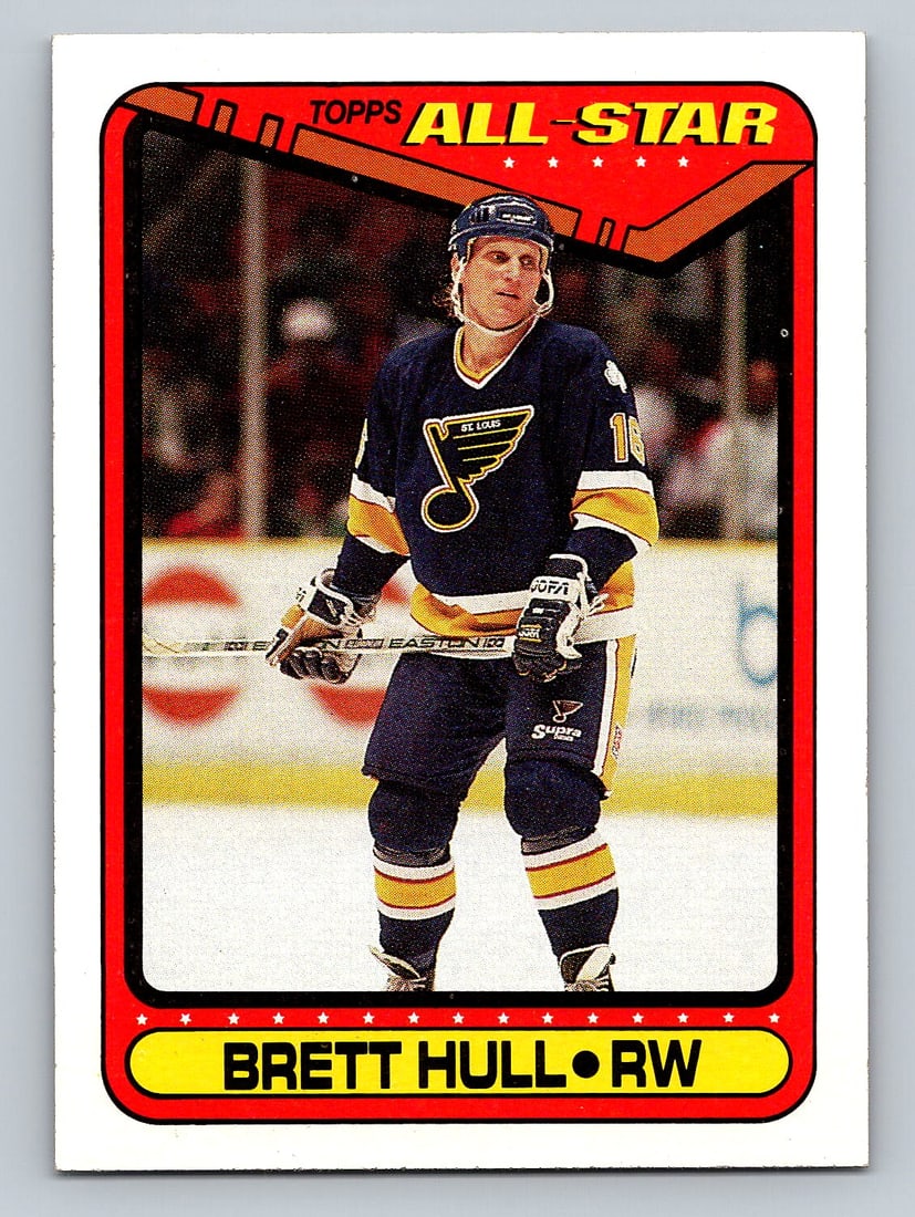 1989 Topps Brett Hull Hockey Card - MINT: Ignore any shipping charges that you see before bidding.We have a low cost shipping option for trading cards. If you want first class shipping in an envelope, it is only $1.50. We can ship up to 3 sta