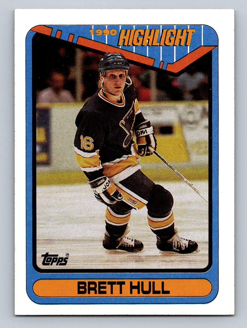 1989 Topps Brett Hull Hockey Card - MINT: Ignore any shipping charges that you see before bidding.We have a low cost shipping option for trading cards. If you want first class shipping in an envelope, it is only $1.50. We can ship up to 3 sta
