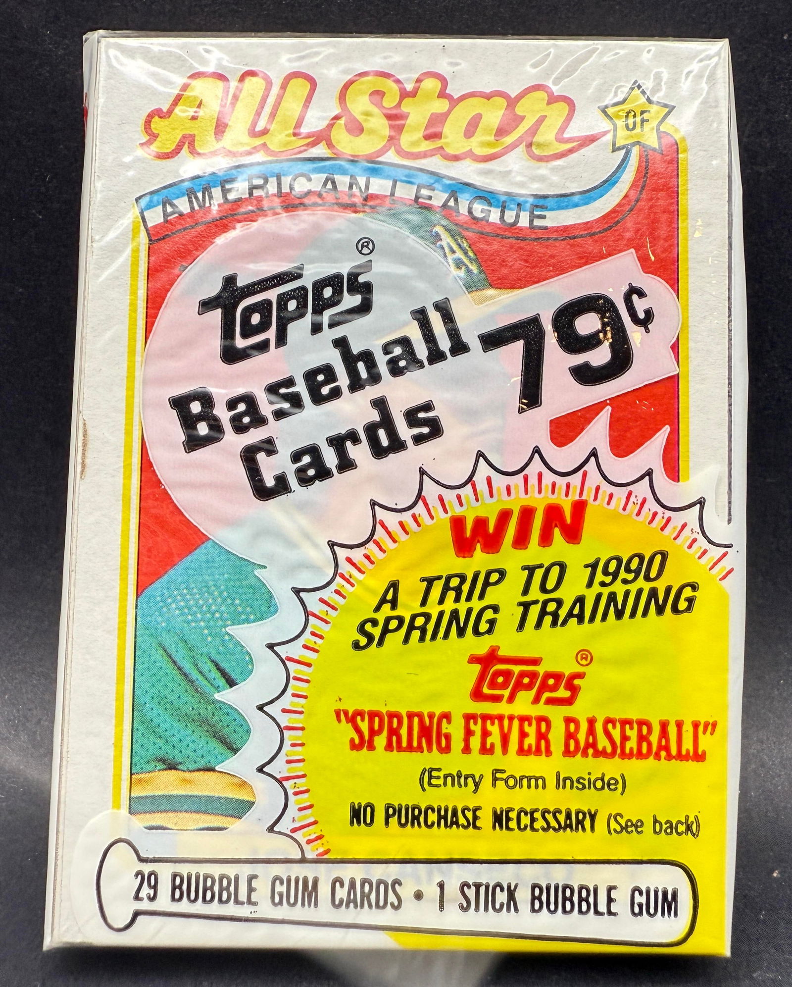 1989 Topps Cello Unopened Pack w/ Jose Canseco On Top - MINT (1 of 2)