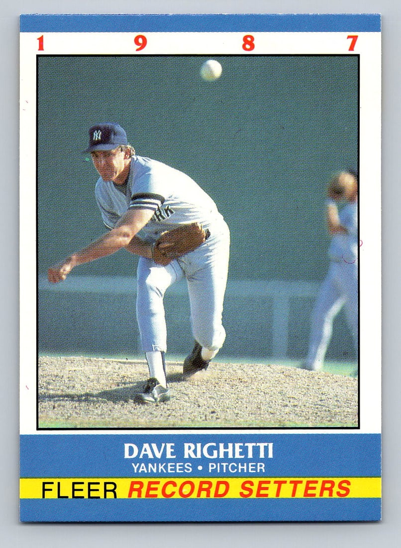 1987 Fleer Record Setters Dave Righetti Baseball Card - MINT (1 of 2)