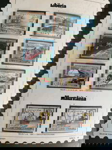 Vintage Liberia + Mauritania 8 Stamp Collection: An adventurous and visually engaging 6-stamp collection from Liberia, celebrating themes of discovery, transportation, and the natural world. This set includes vivid depictions of sailing ships, space