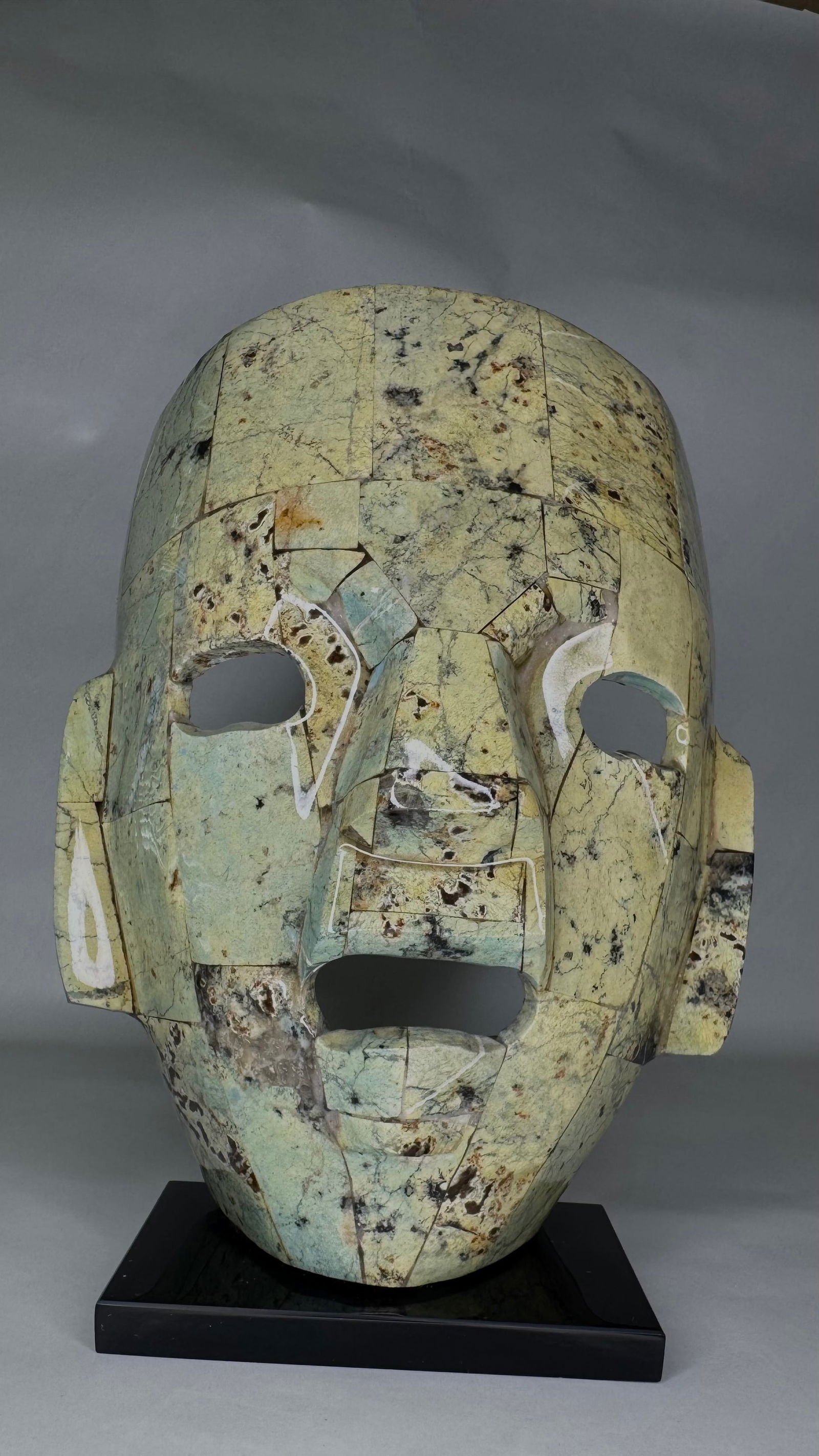 Mosaic-Style Ceremonial Mask in Semi-Precious Stone, Mesoamerican-Inspired (1 of 3)