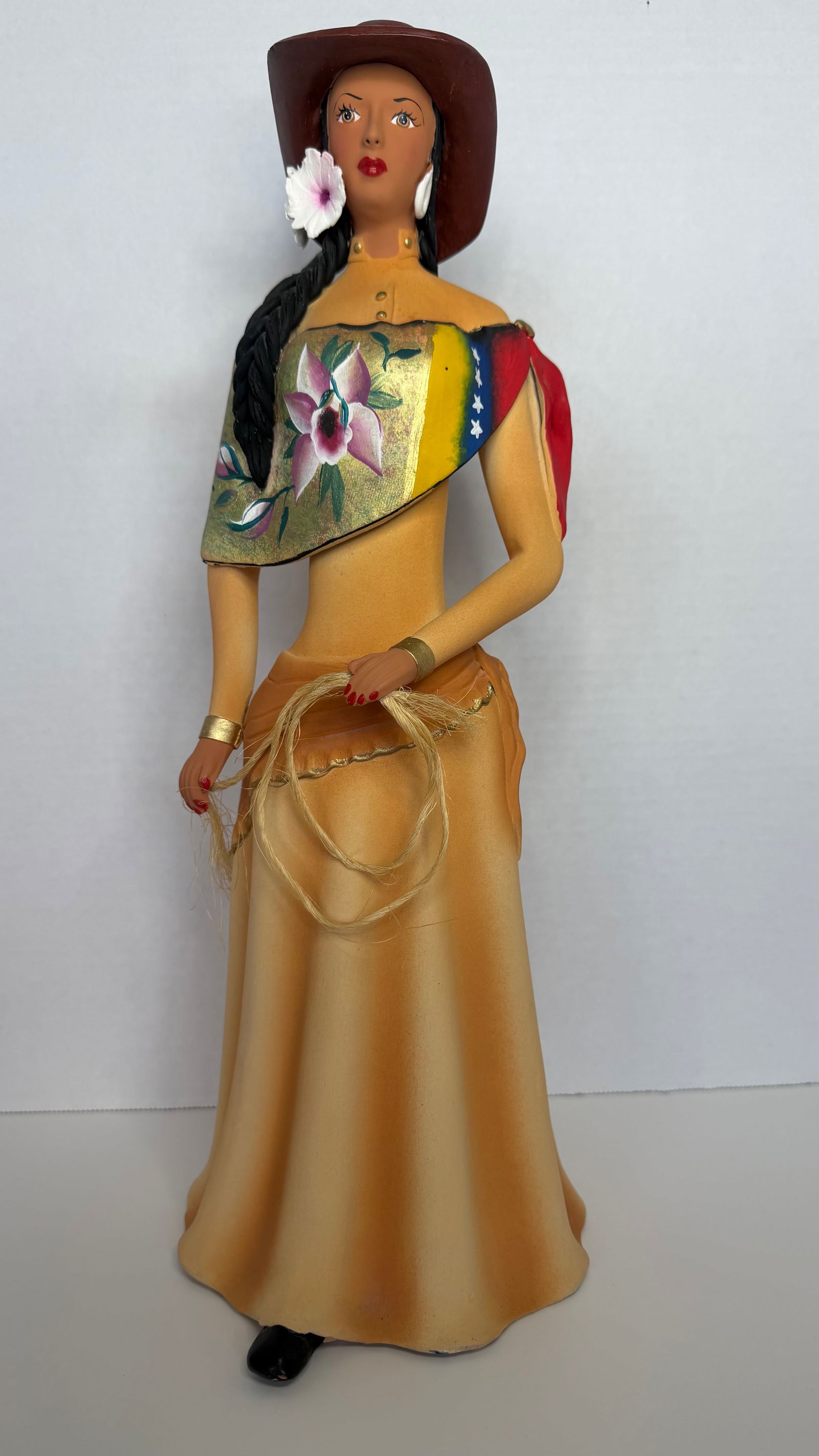 Handcrafted Ceramic Sculpture of a Venezuelan Llanera Woman (1 of 3)