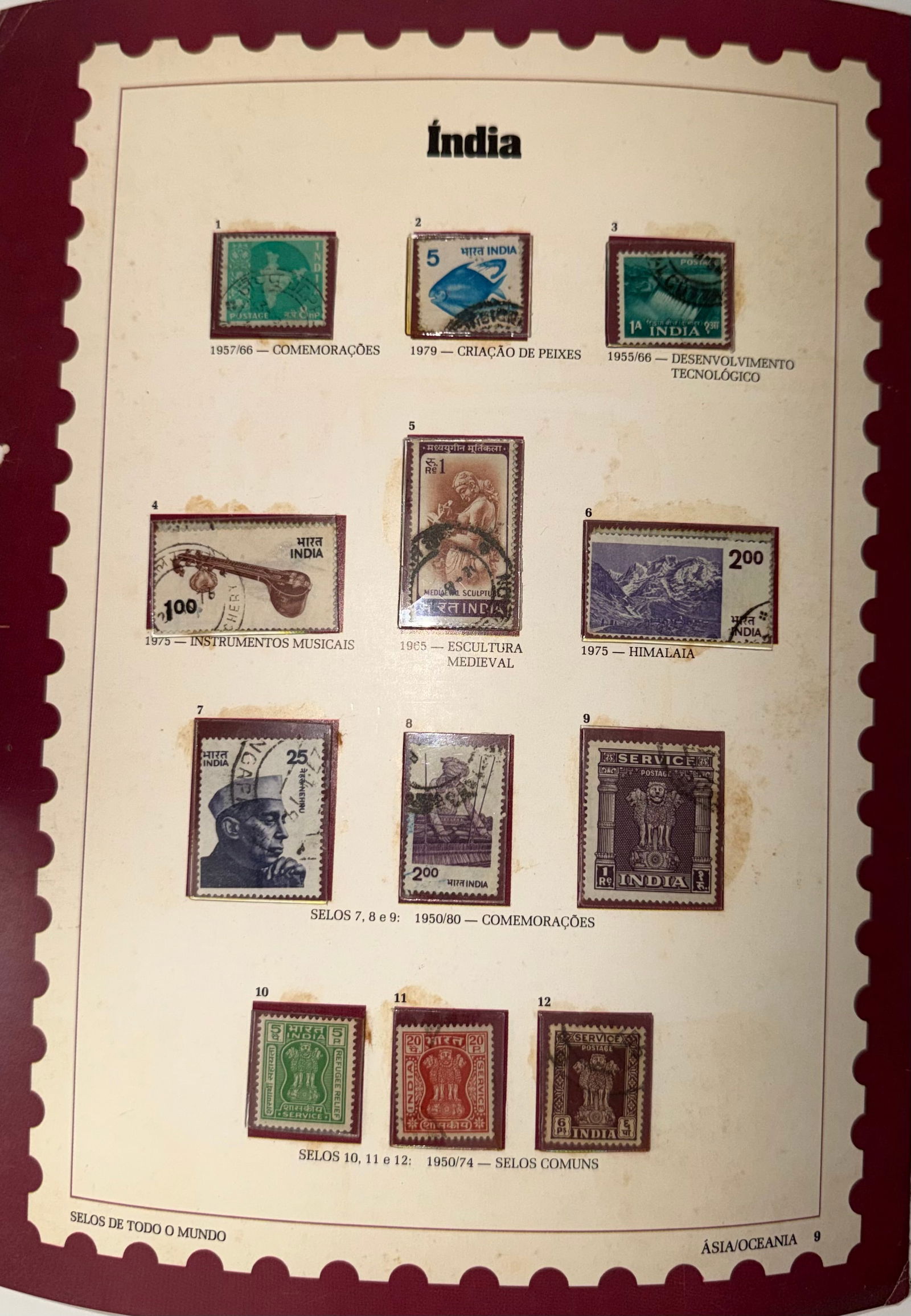 Vintage India Stamp Collection; 12 Stamps Featuring Culture, History & Architecture (1 of 1)