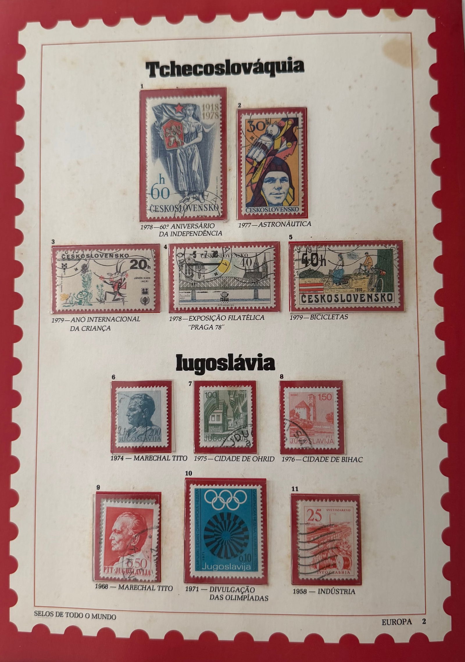 Vintage Czechoslovakia + Yugoslavia Stamp Collection; 11 Stamps (1 of 1)