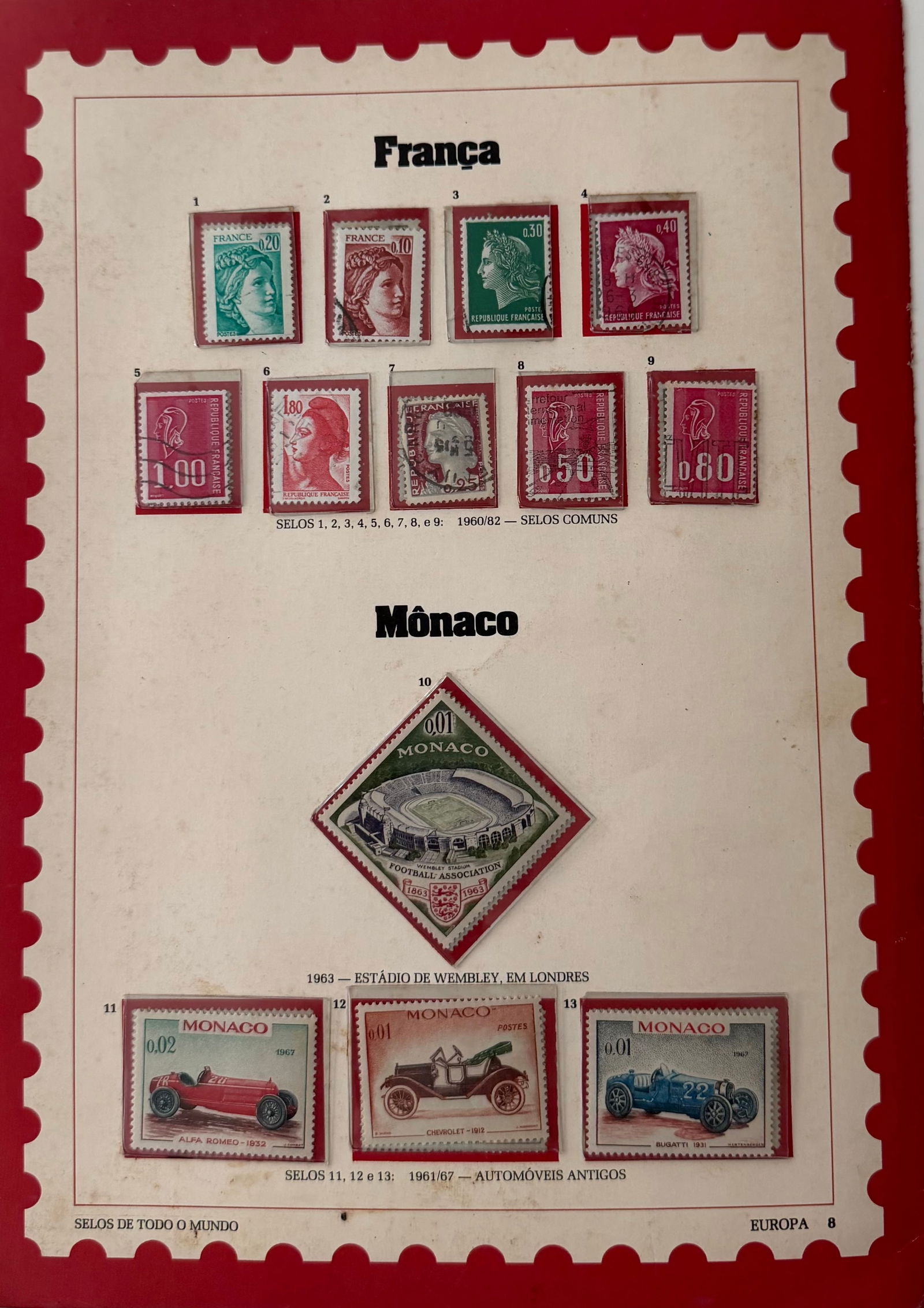 Vintage France + Monaco Stamp Collection; 13 Stamps (1 of 1)