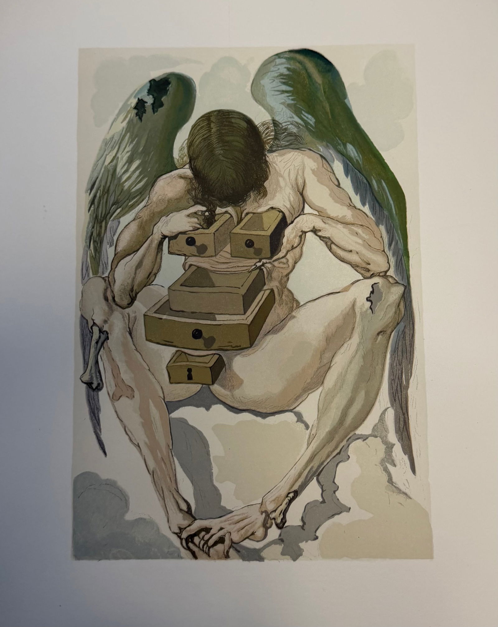 Salvador Dali's Divine Comedy - Purgatory 1: Lithograph of Water colour on wood engraving on Rives vellum paper (100% cotton)