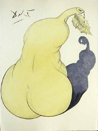 Salvador Dali - Casanova 9: That blends sensuality and sexuality through the organic shape of a pear and the human form of a nude back. The painting explores transformation and desire, blurring the boundaries between the body