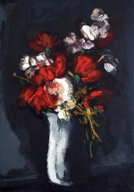 Maurice de Vlaminck - Vase de Fleurs: Vase de FleursOriginal Lithograph on VellumSigned in the PlateA striking and emotional composition from French post-impressionist master, Vase de Fleurs captures a dramatic still life bouquet in bold