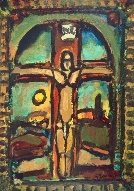 Georges Rouault - Christ en Croix (Christ on the Cross): Georges Rouault (1871-1958)Christ en Croix (Christ on the Cross)Original Color LithographSigned in PlateDimensions: Approx. 15 x 11 in. (38 x 28 cm)A deeply spiritual and emotionally charged work,