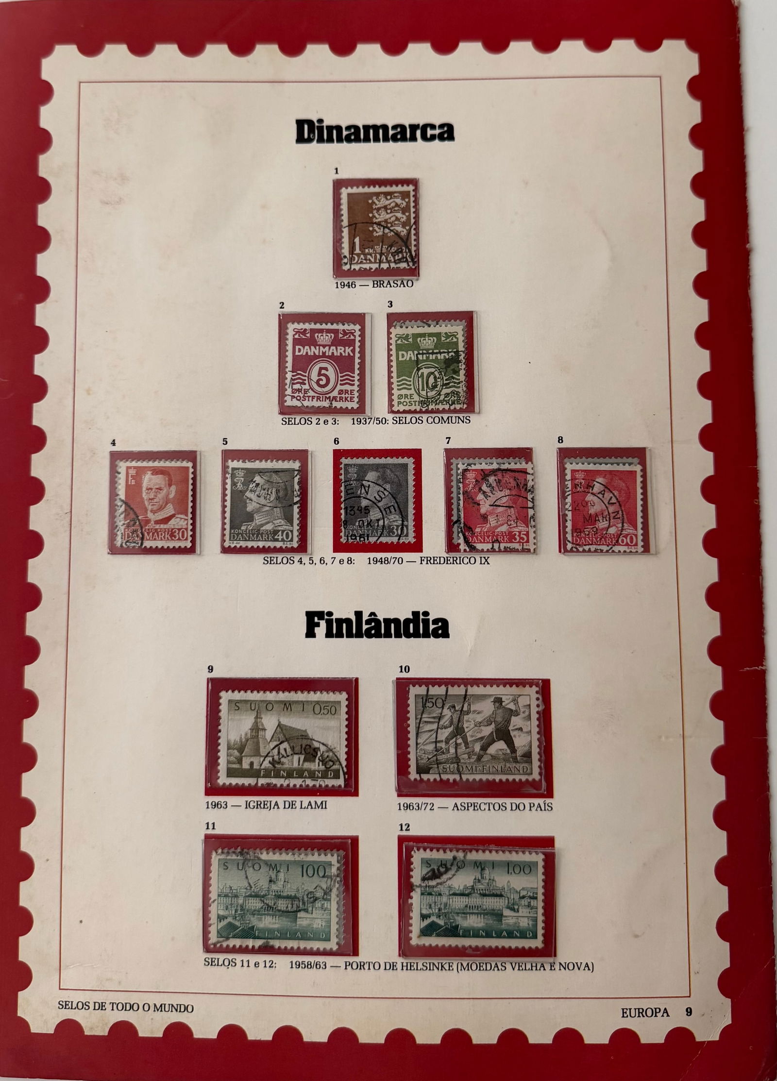 Vintage Denmark + Finland Stamp Collection; 12 Stamps (1 of 1)
