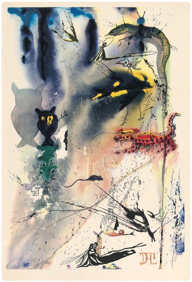 Salvador Dali - A Caucus Race and a Long Tale: Salvador Dali (1904-1989)Alice's Adventures in WonderlandIllustrated Edition; Signed by Dali Published by Maecenas Press; Random House, New York, 1969This is an original single illustration only.Featu