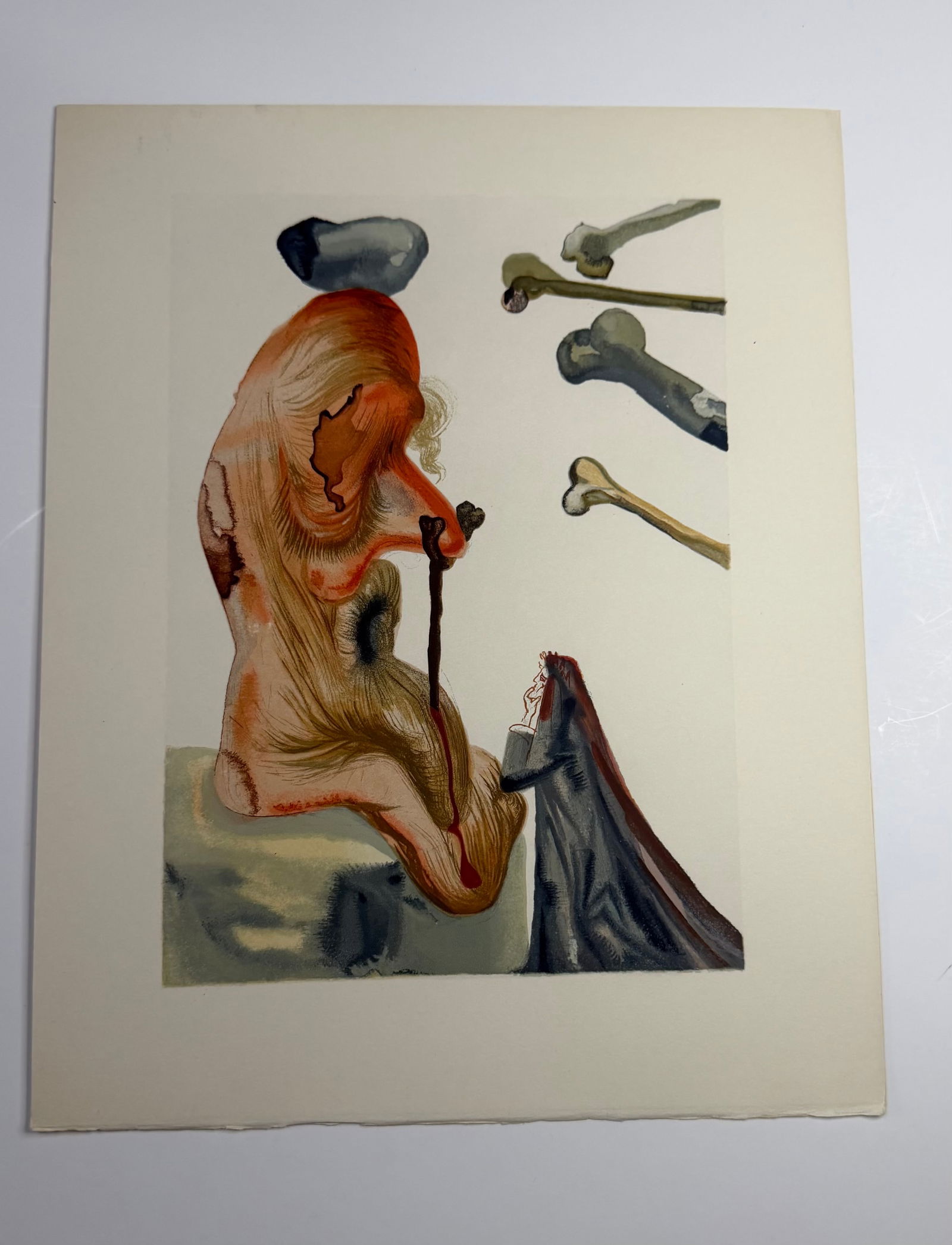 Salvador Dali's Divine Comedy - Inferno 18: Lithograph of Water colour on wood engraving on Rives vellum paper (100% cotton)