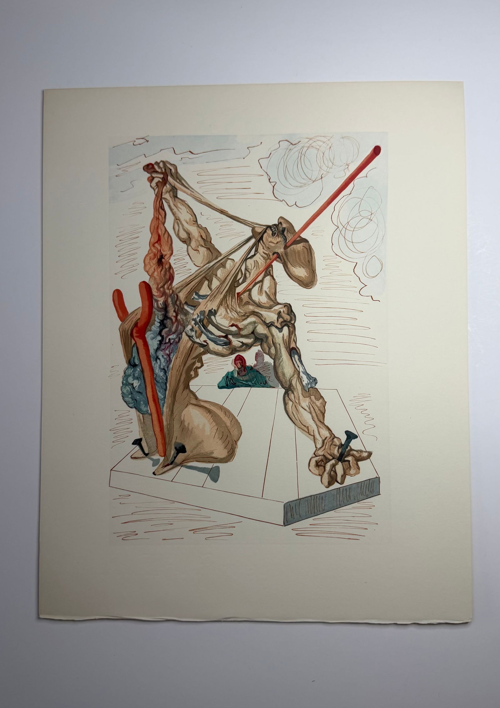 Salvador Dali's Divine Comedy - Inferno 29: Lithograph of Water colour on wood engraving on Rives vellum paper (100% cotton)