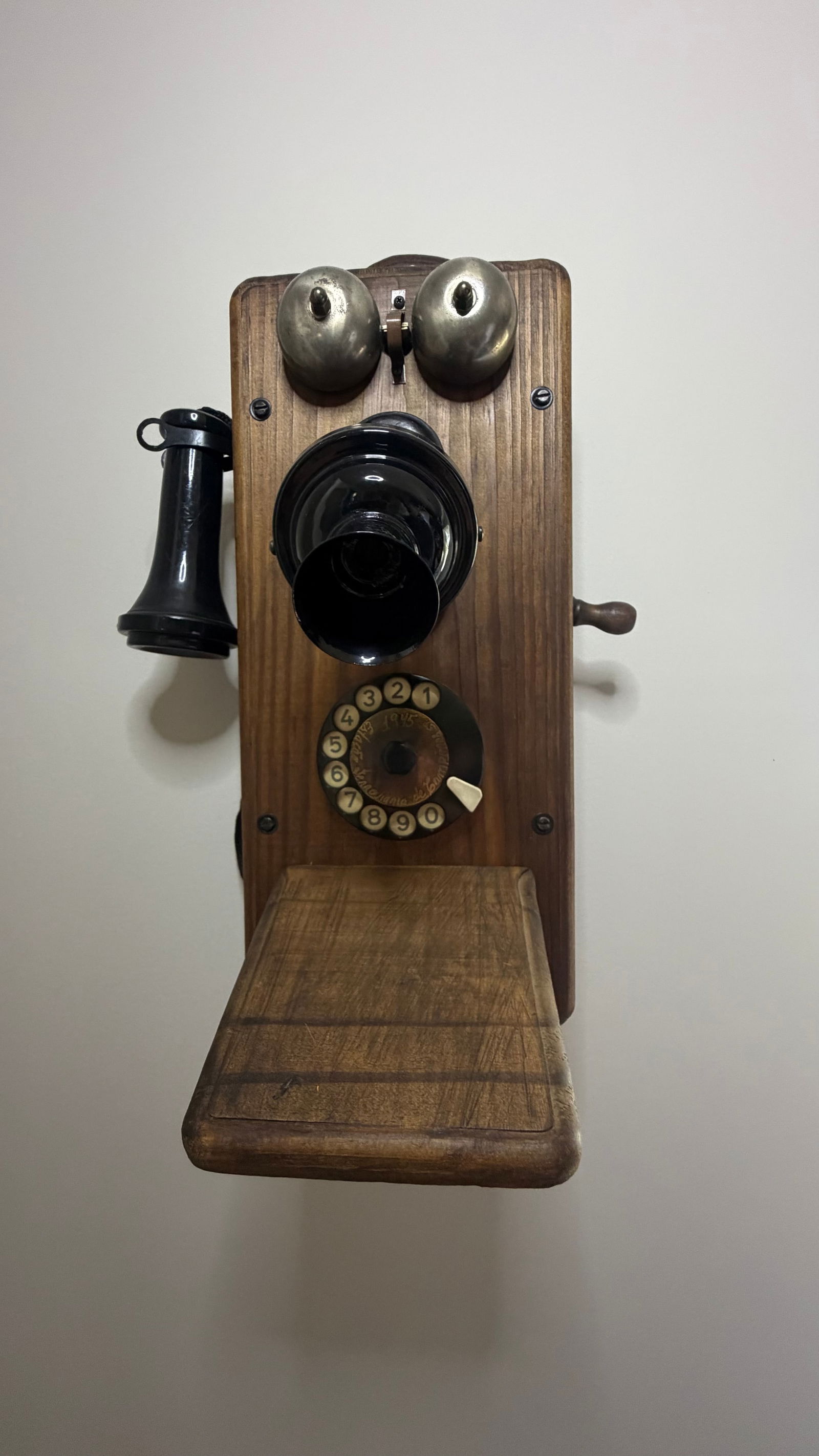Vintage wooden wall-mounted rotary telephone (1 of 2)