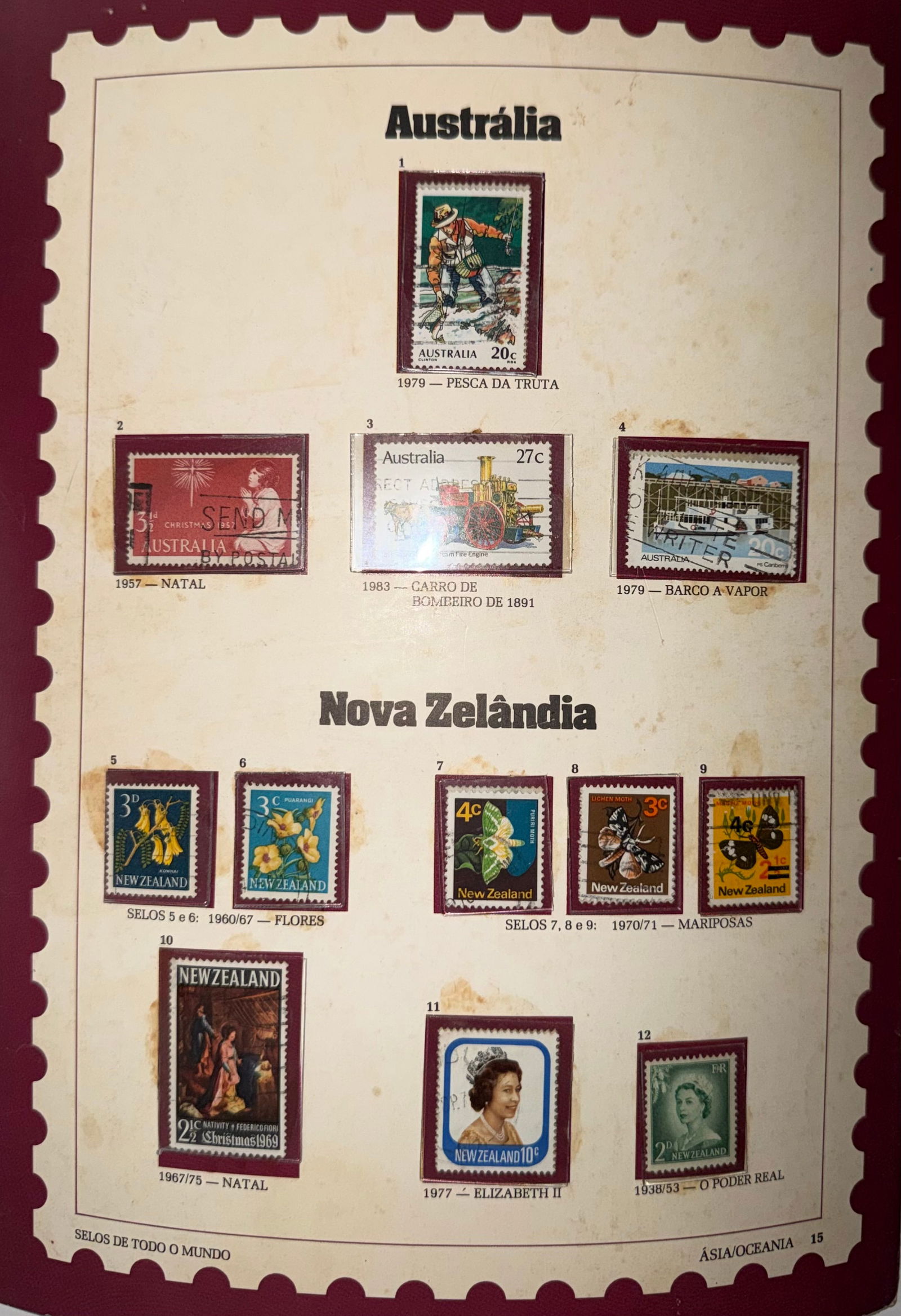 Vintage Australia + New Zealand 12 Stamp Collection: A small yet charming collection of 4 vintage stamps from Australia, celebrating a range of national themes from festive Christmas issues to historic events and early modes of transport. Each stamp fea