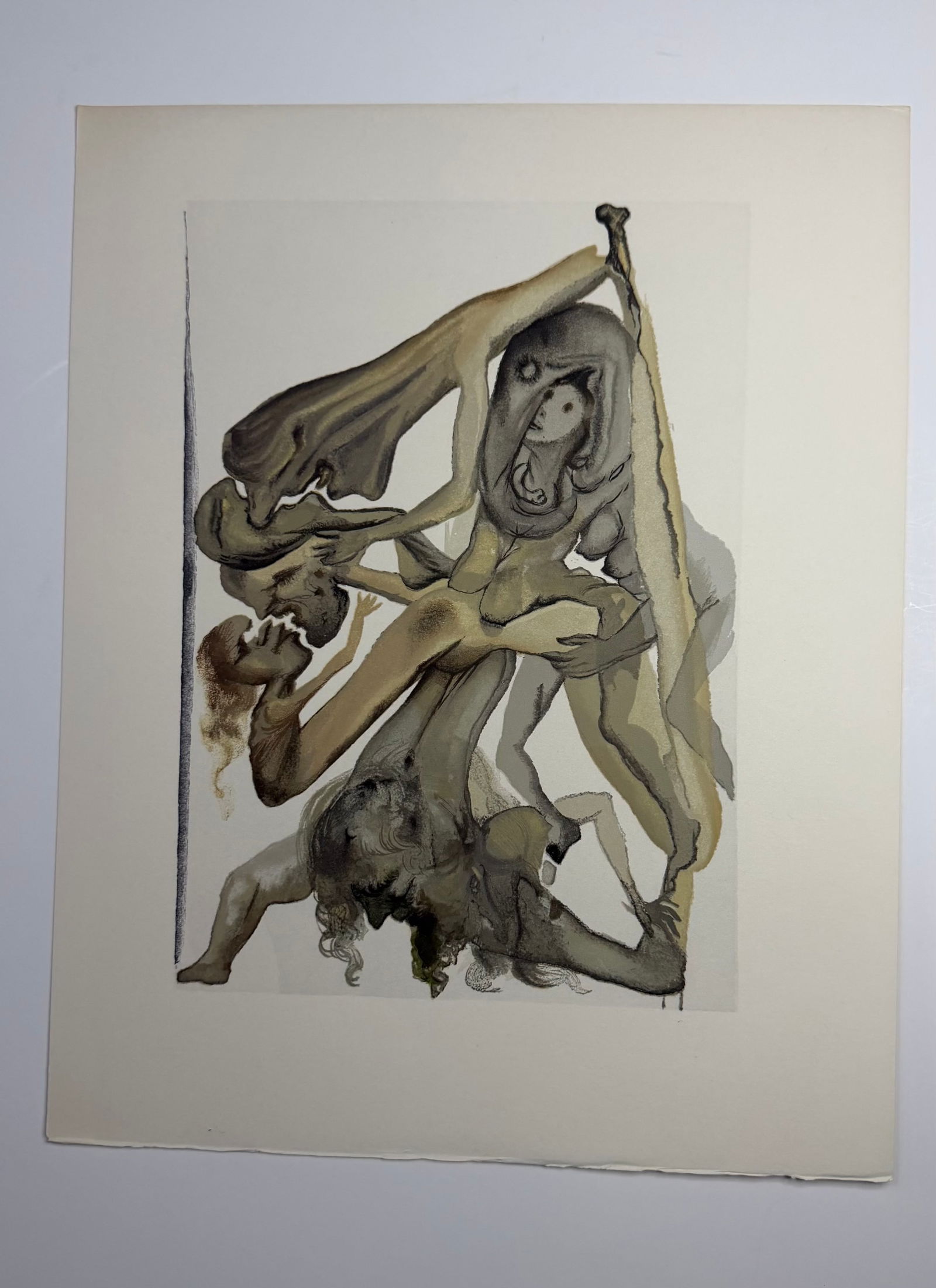 Salvador Dali's Divine Comedy - Inferno 4: Lithograph of Water colour on wood engraving on Rives vellum paper (100% cotton)