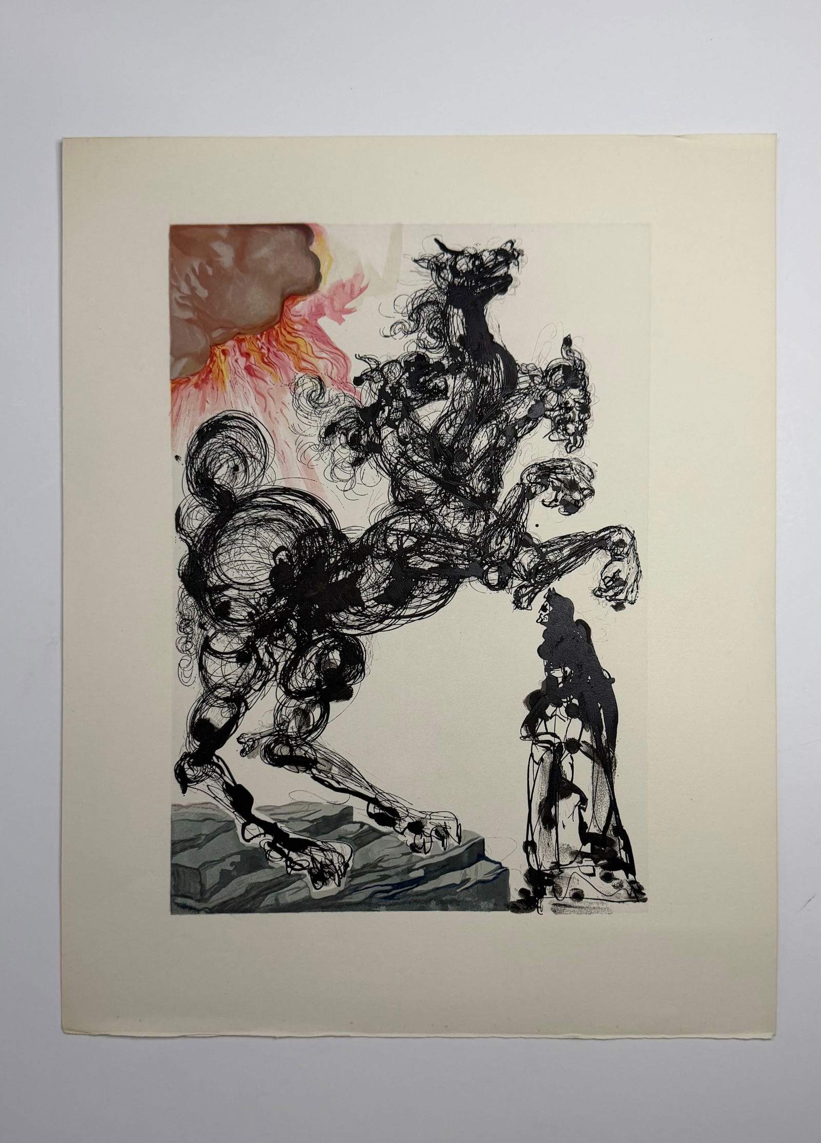 Salvador Dali's Divine Comedy - Inferno 6: Lithograph of Water colour on wood engraving on Rives vellum paper (100% cotton)