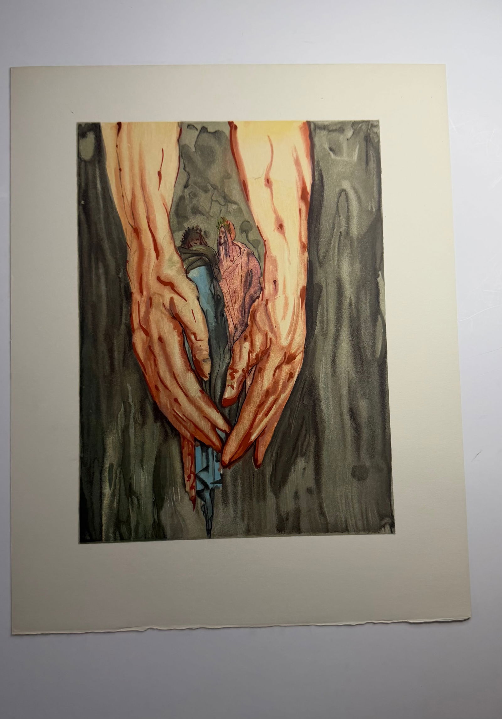 Salvador Dali's Divine Comedy - Inferno 16: Lithograph of Water colour on wood engraving on Rives vellum paper (100% cotton)