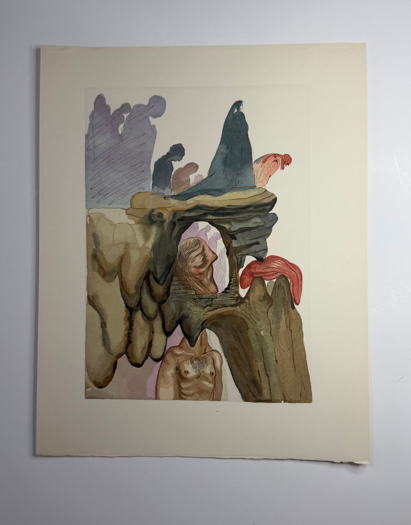 Salvador Dali's Divine Comedy - Inferno 22: Lithograph of Water colour on wood engraving on Rives vellum paper (100% cotton)