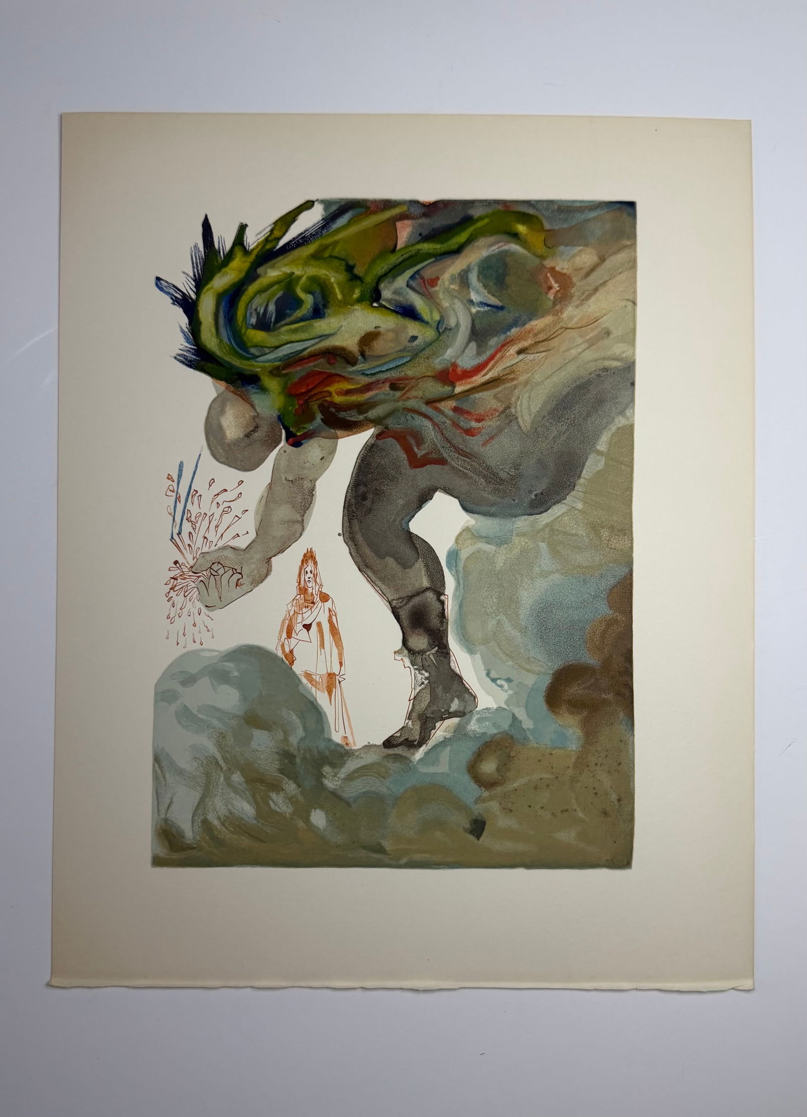 Salvador Dali's Divine Comedy - Inferno 31: Lithograph of Water colour on wood engraving on Rives vellum paper (100% cotton)