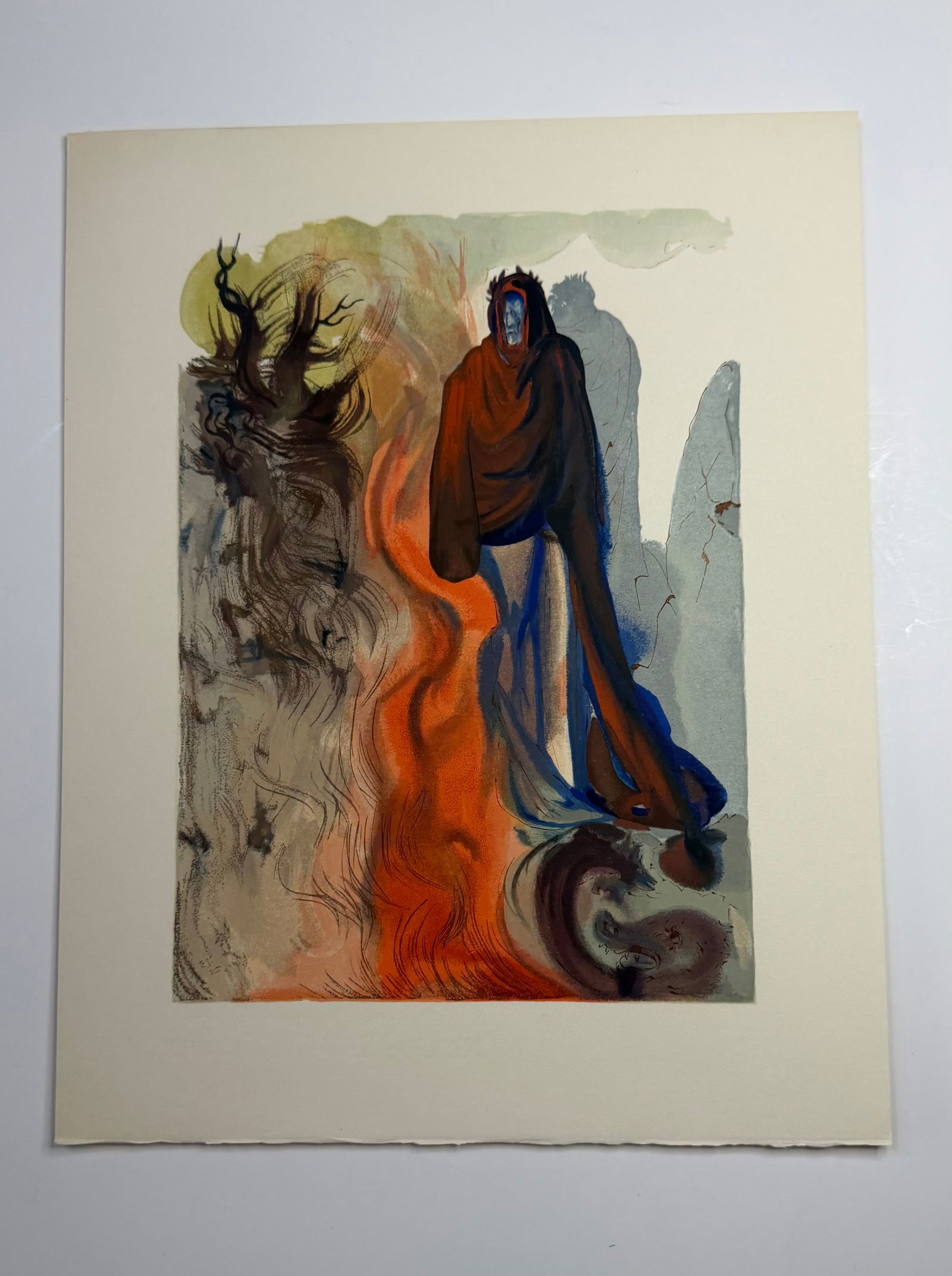 Salvador Dali's Divine Comedy - Inferno 34: Lithograph of Water colour on wood engraving on Rives vellum paper (100% cotton)