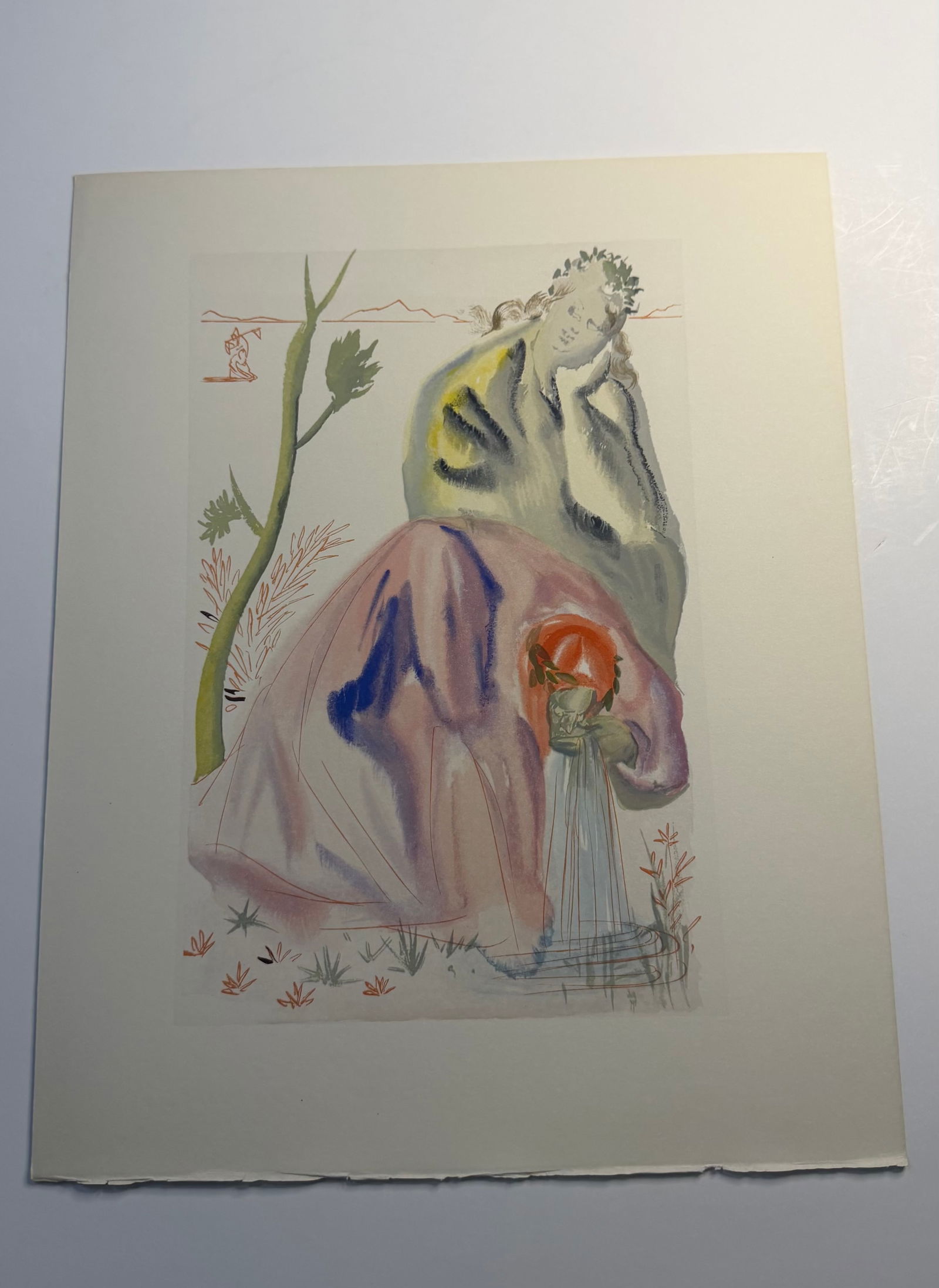 Salvador Dali's Divine Comedy - Purgatory 21: Lithograph of Water colour on wood engraving on Rives vellum paper (100% cotton)