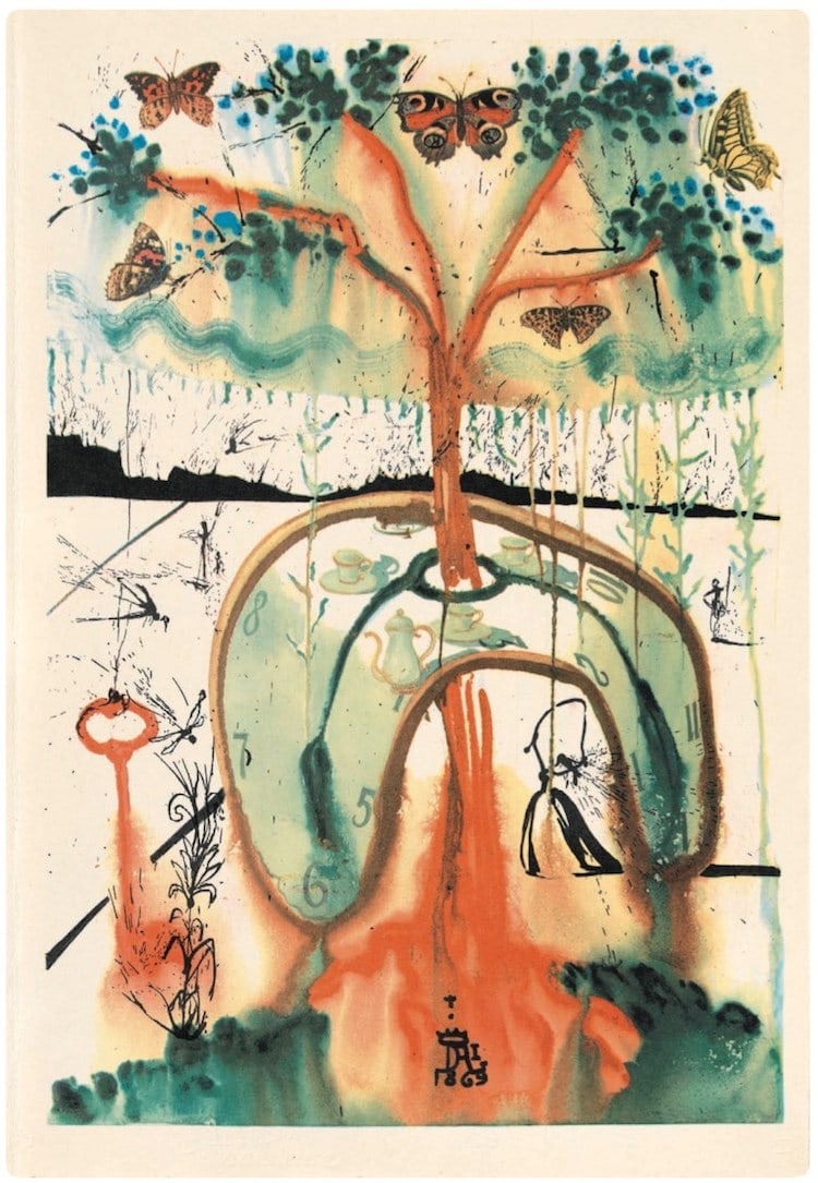 Salvador Dali - Mad Tea Party: Salvador Dali (1904;1989)Alice's Adventures in WonderlandIllustrated Edition; Signed by Dali Published by Maecenas Press; Random House, New York, 1969This is an original single illustration