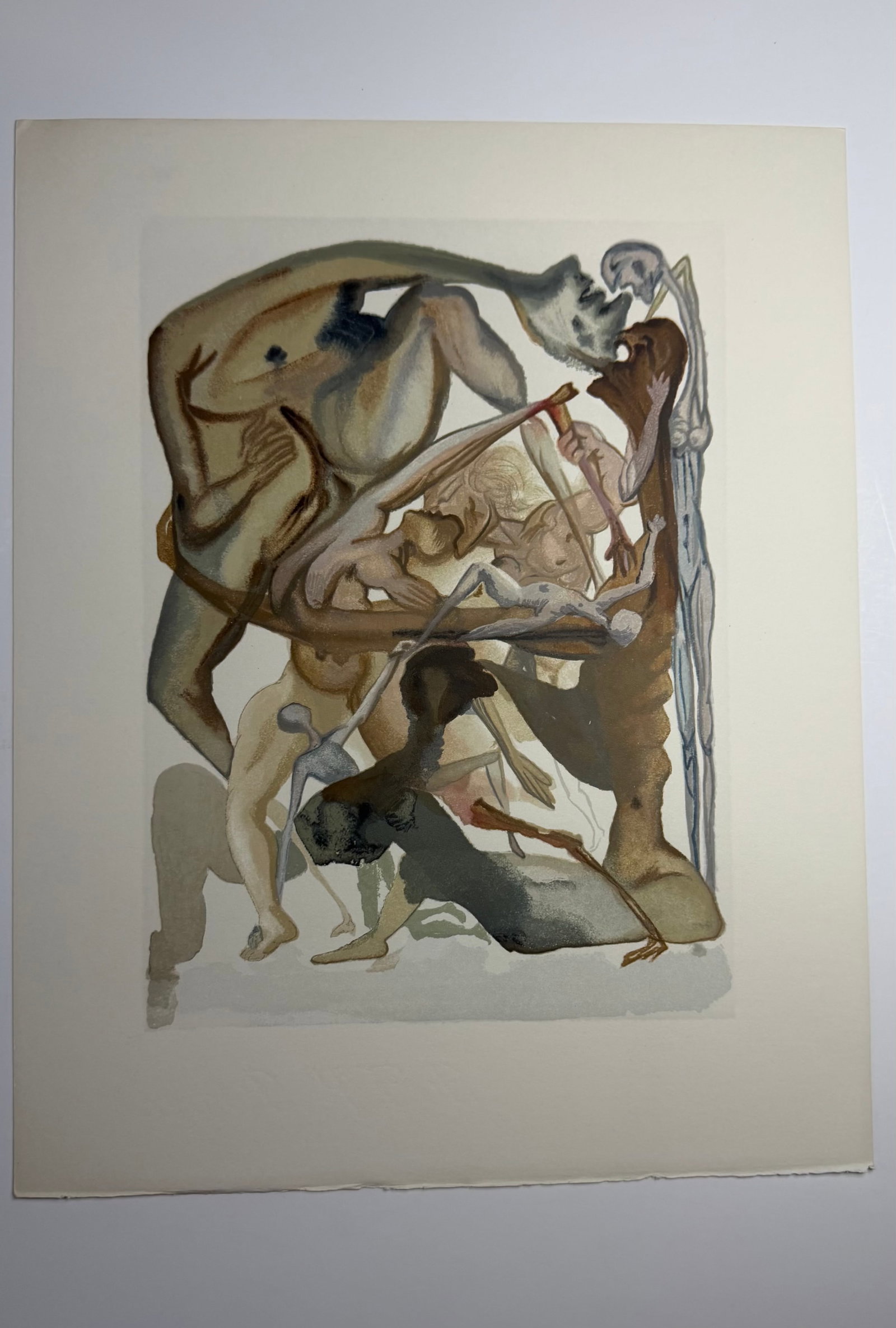 Salvador Dali's Divine Comedy - Inferno 11: Lithograph of Water colour on wood engraving on Rives vellum paper (100% cotton)