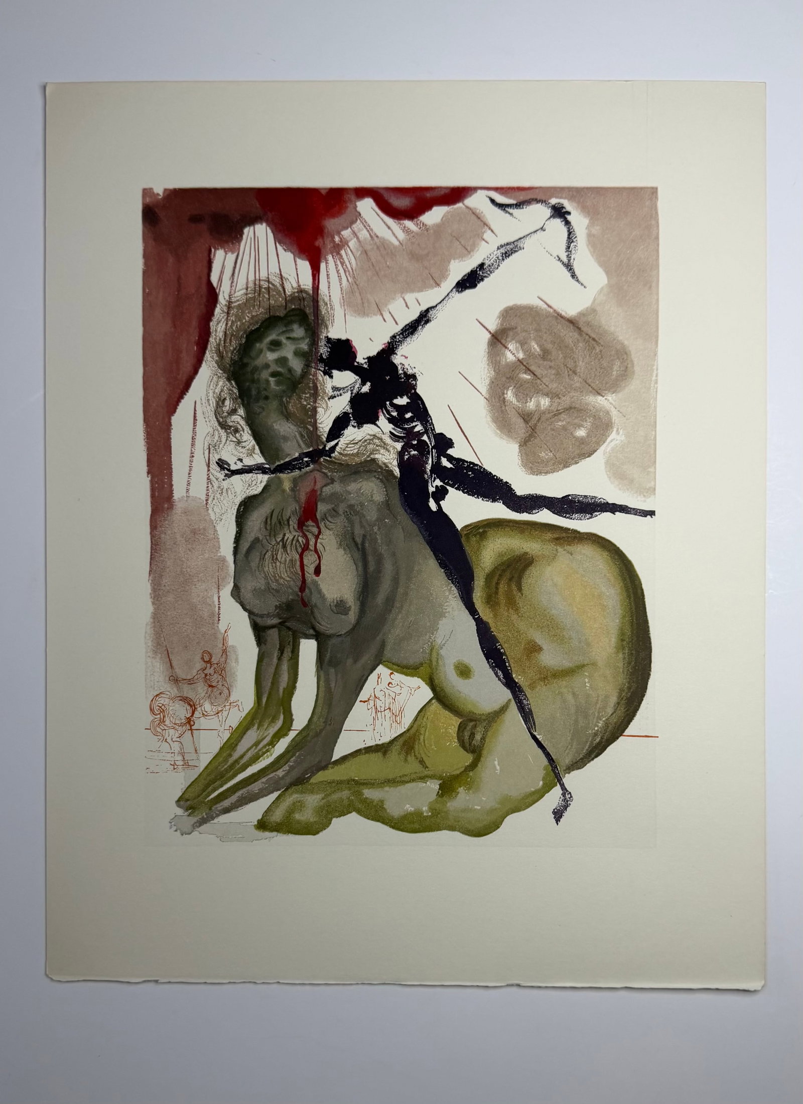 Salvador Dali's Divine Comedy - Inferno 12: Lithograph of Water colour on wood engraving on Rives vellum paper (100% cotton)