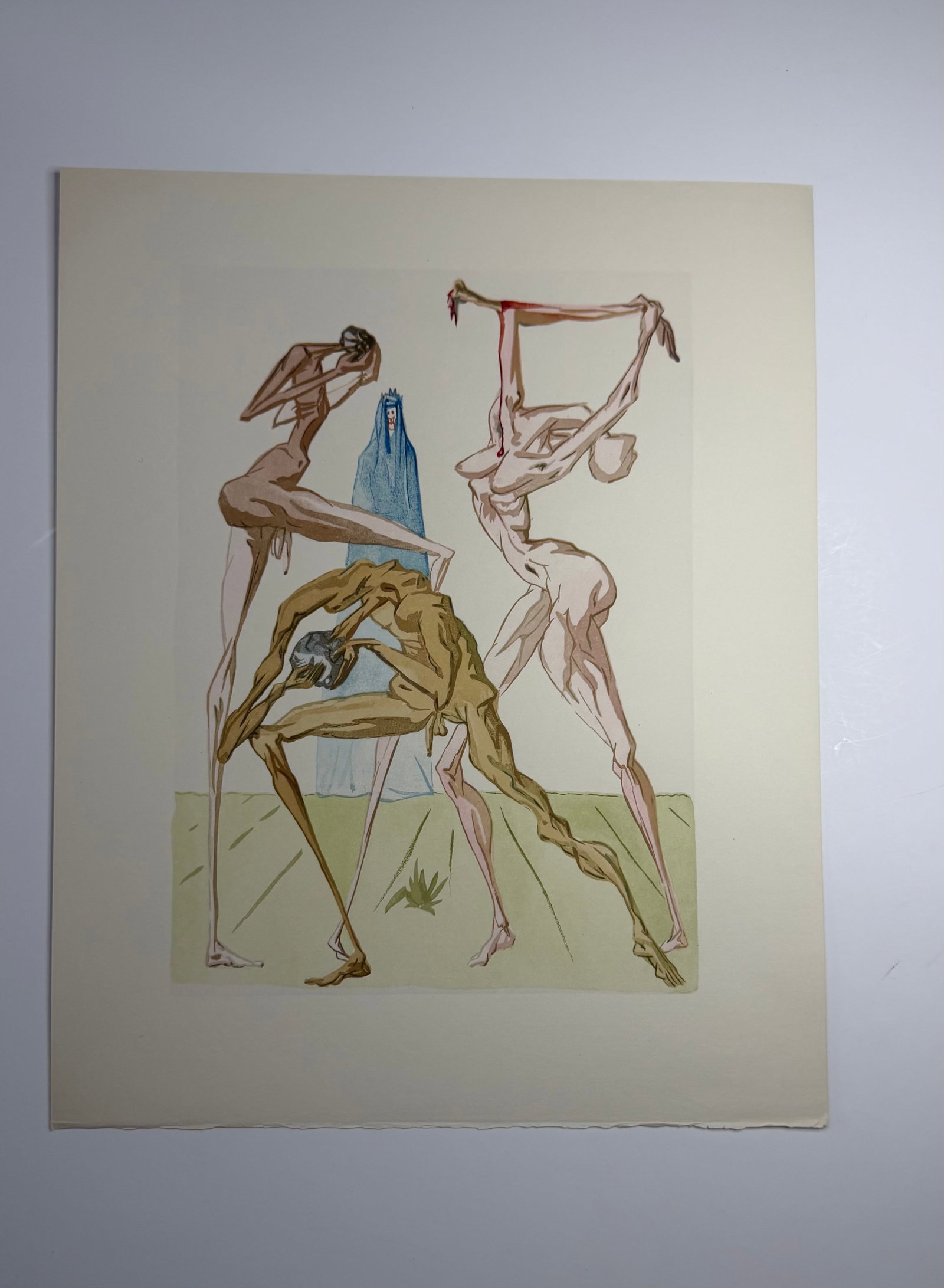 Salvador Dali's Divine Comedy - Inferno 19: Lithograph of Water colour on wood engraving on Rives vellum paper (100% cotton)