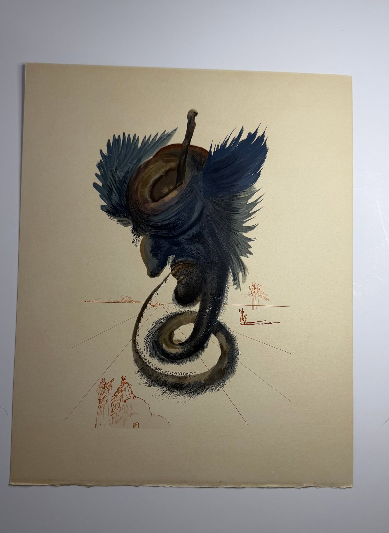 Salvador Dali's Divine Comedy - Inferno 20: Lithograph of Water colour on wood engraving on Rives vellum paper (100% cotton)