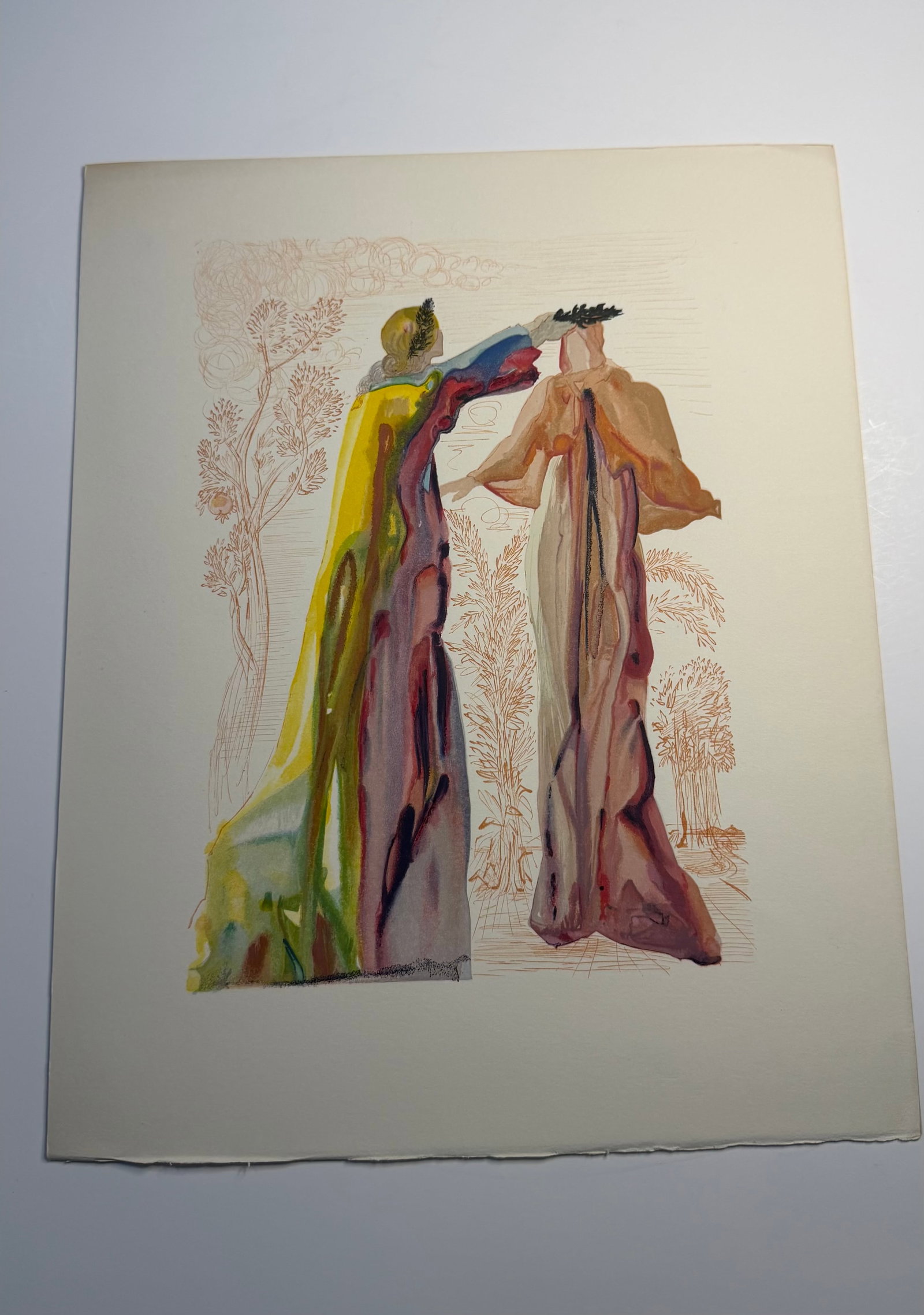 Salvador Dali's Divine Comedy - Purgatory 27: Lithograph of Water colour on wood engraving on Rives vellum paper (100% cotton)