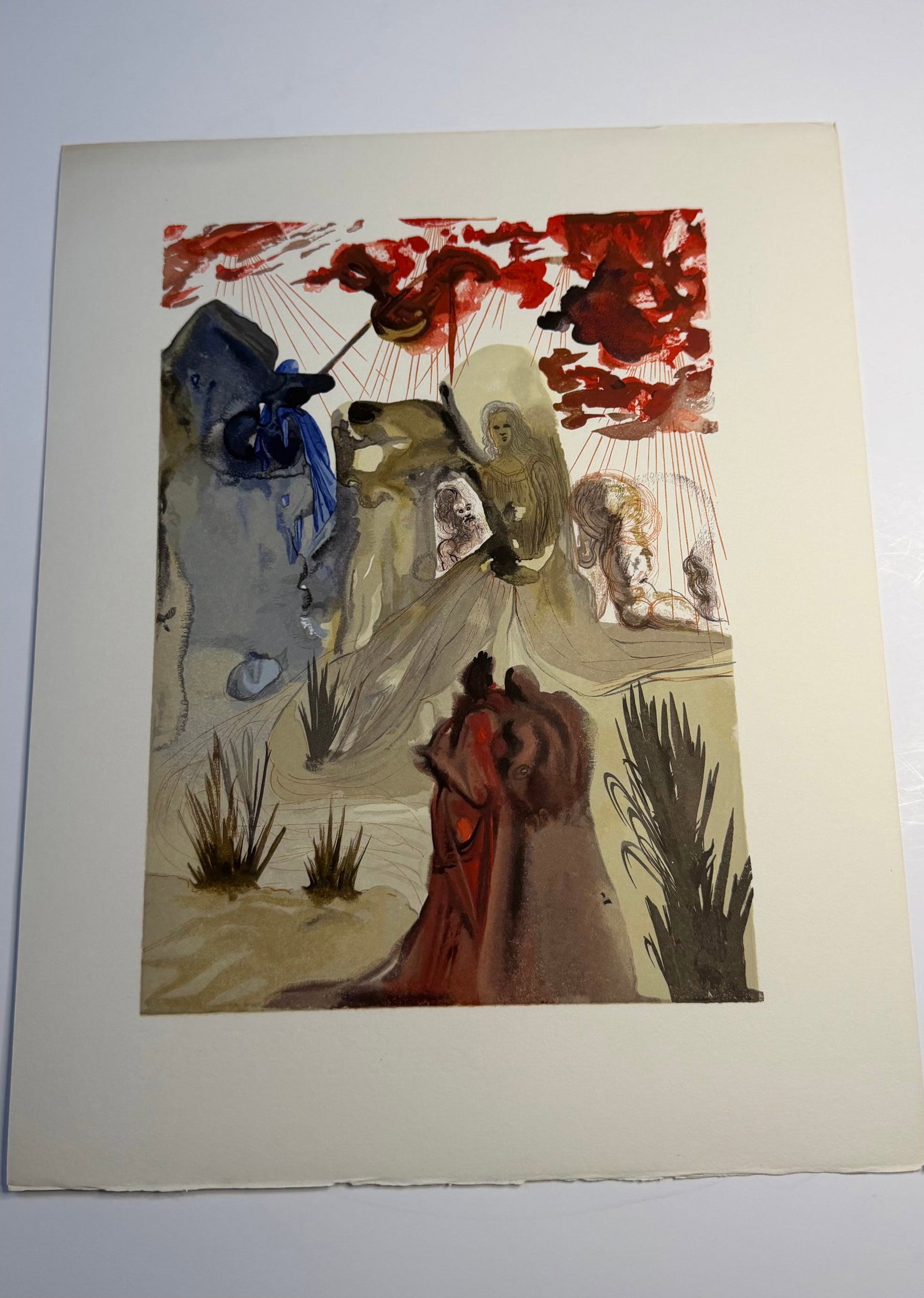Salvador Dali's Divine Comedy - Purgatory 28: Lithograph of Water colour on wood engraving on Rives vellum paper (100% cotton)