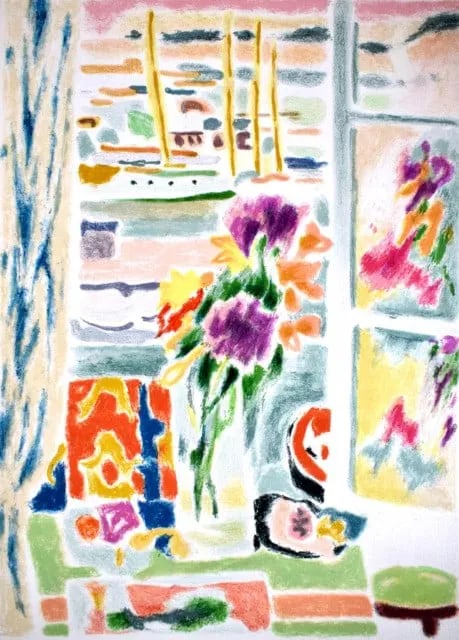 Jules Cavailles - La Fenetre Fleurie: La Fenetre FleurieOriginal Lithograph on VellumSigned in the plateDimensions: Approx. 15 x 11 in. (38 x 28 cm)With his characteristic joie de vivre and vibrant palette, it captures a charming