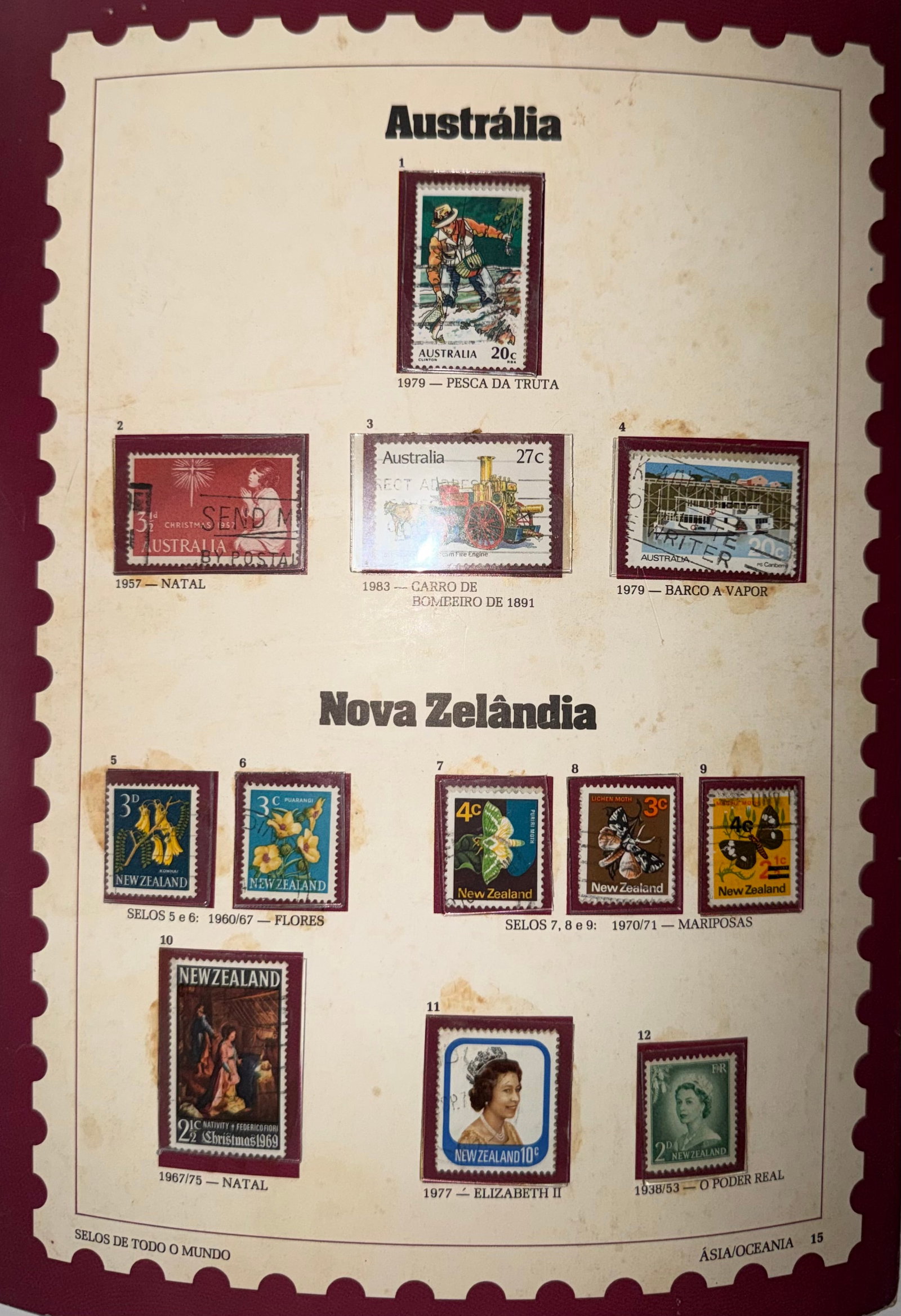 Vintage Australia + New Zealand 12 Stamp Collection: A small yet charming collection of 4 vintage stamps from Australia, celebrating a range of national themes from festive Christmas issues to historic events and early modes of transport. Each stamp
