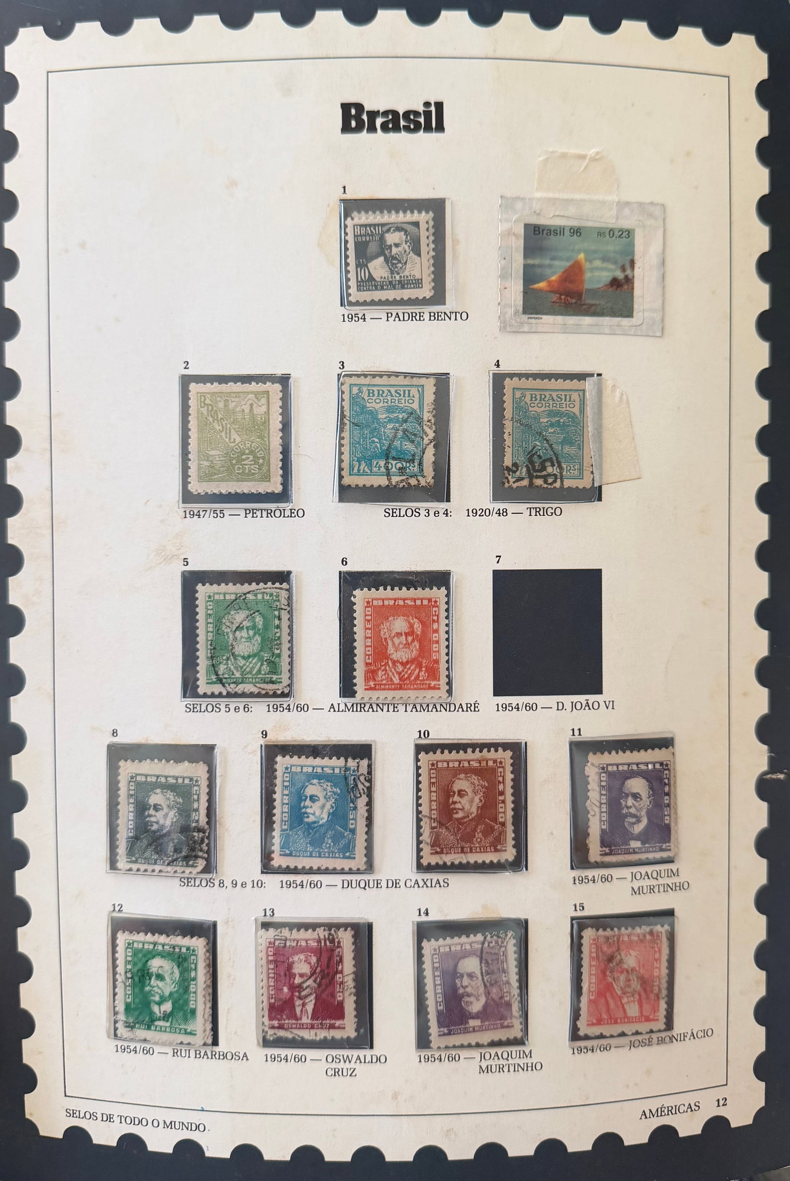 Vintage Brazil Stamp Collection; 15 Stamps Featuring Historical Figures, Typography & Aviation: A classic and historically rich 15-stamp collection from Brazil, offering a compelling visual journey through the nation's political, cultural, and technological milestones. The set includes finely