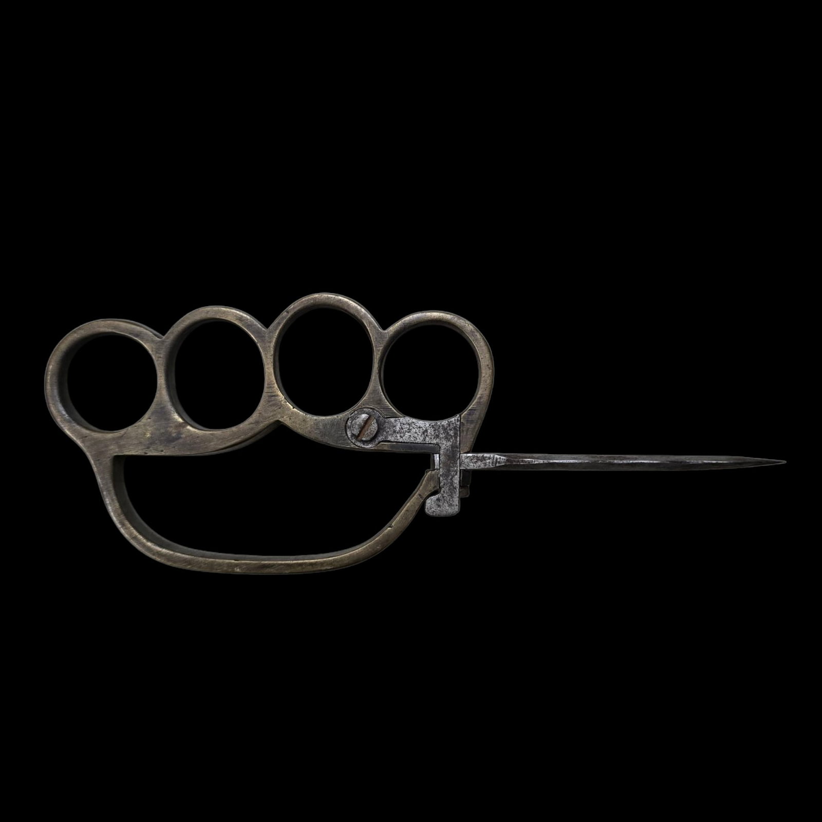 Rare World war style brass knuckle folding push dagger knife (1 of 4)